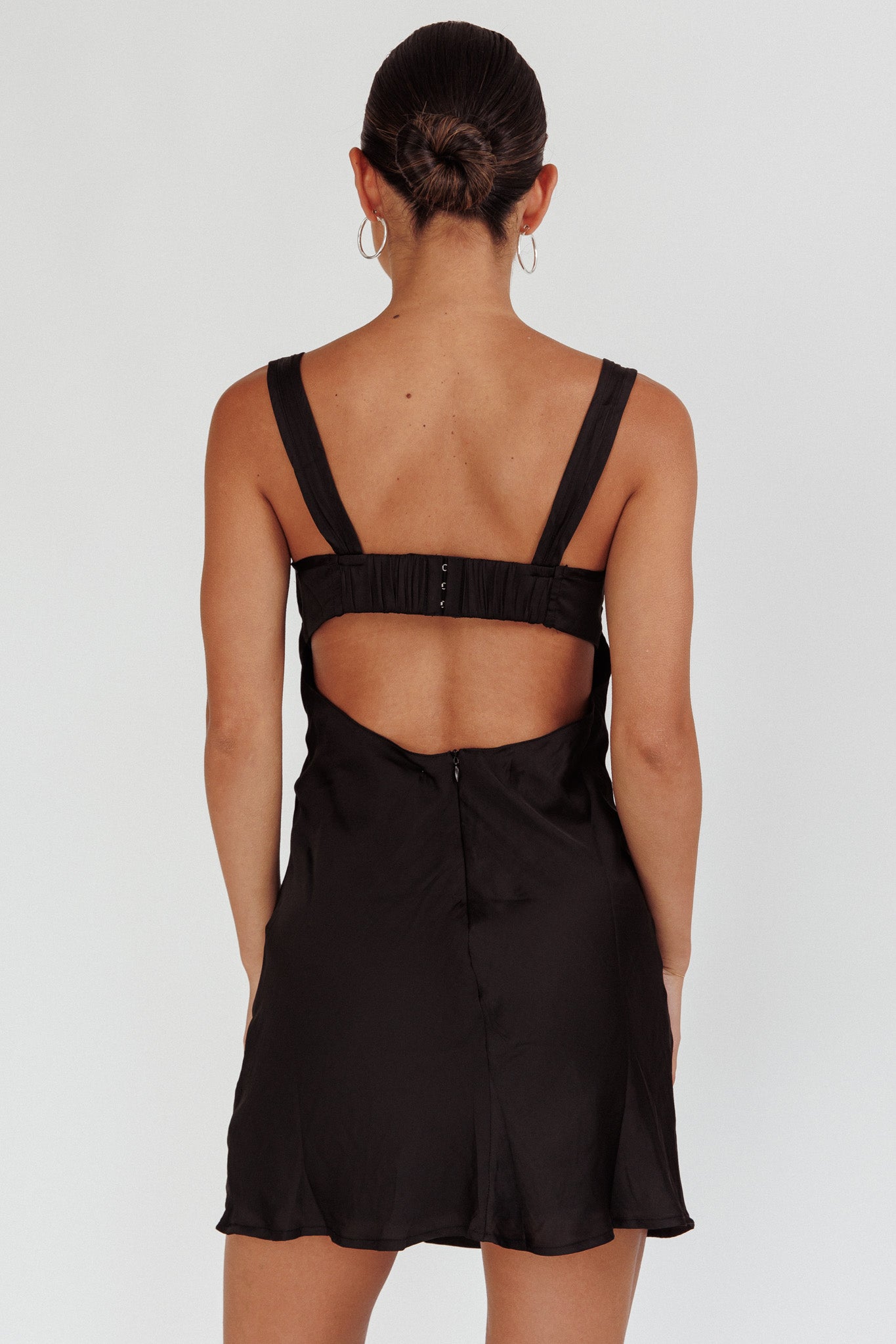 Stazi Sweetheart Neckline Mini Dress Black-Maymioy