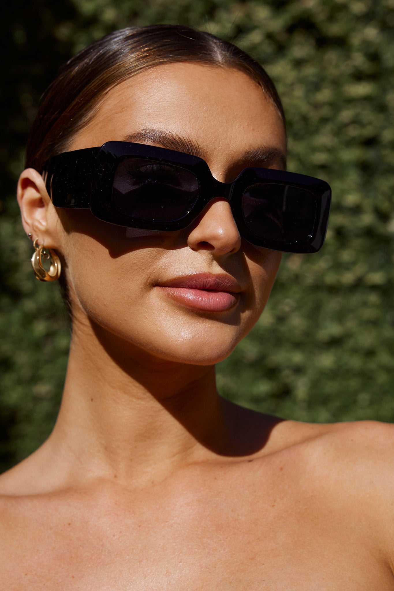 Hailey Rectangular Sunglasses Black-Maymioy