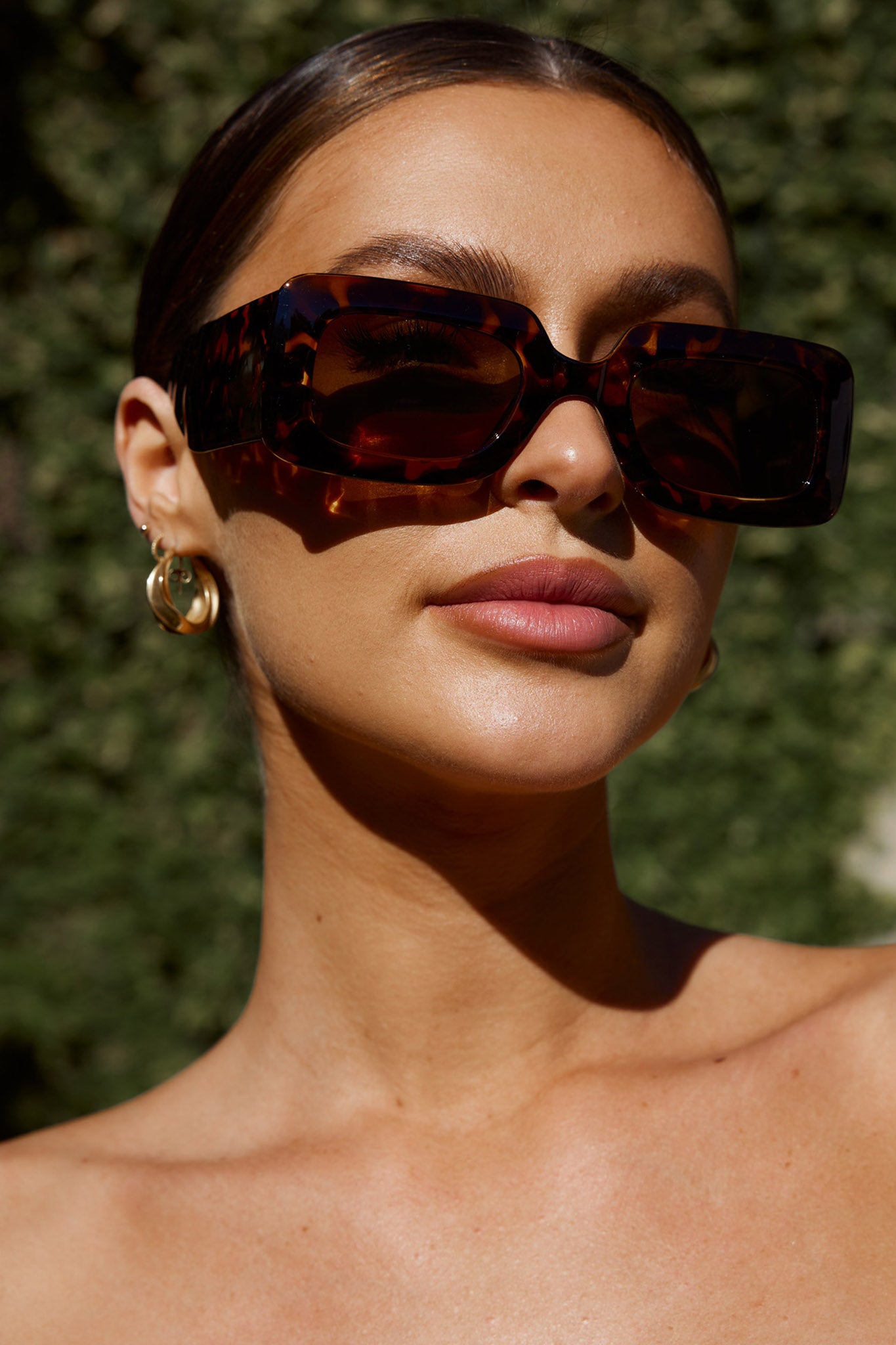 Hailey Rectangular Sunglasses Tortoiseshell Brown-Maymioy