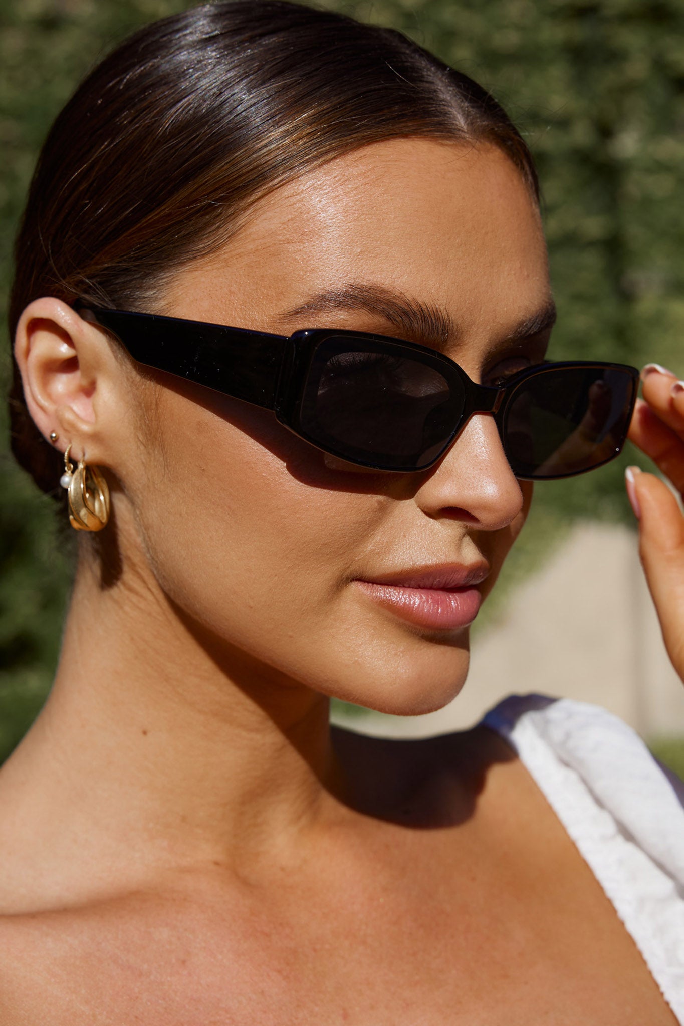 Kendall Slim Rectangle Sunglasses Black-Maymioy