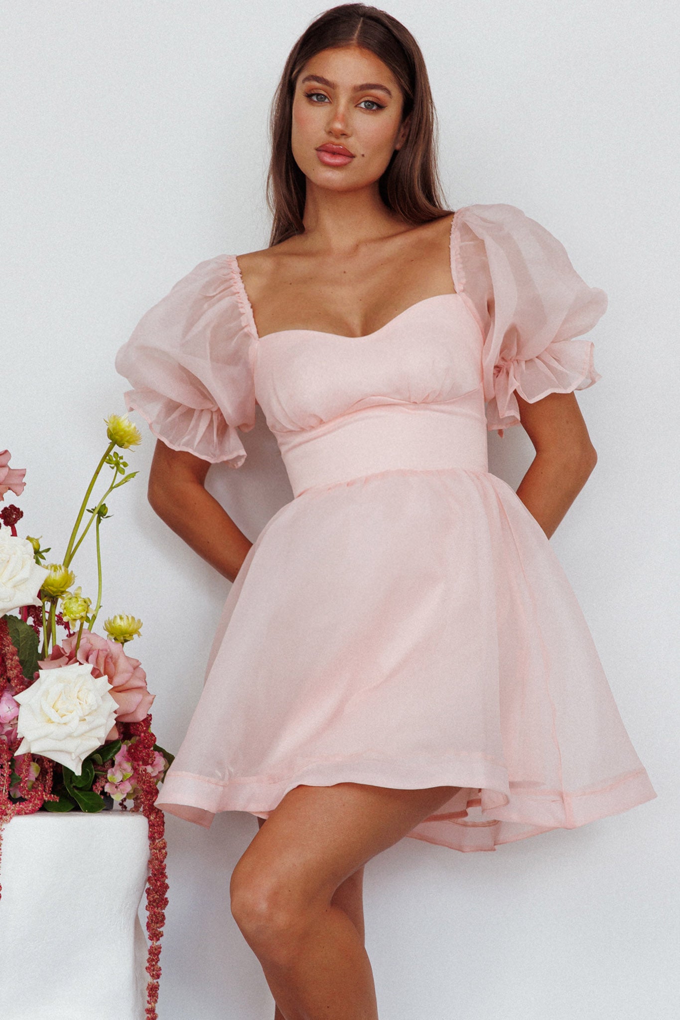 I've Got Sunshine Puff Sleeve Mini Dress Blush-Maymioy