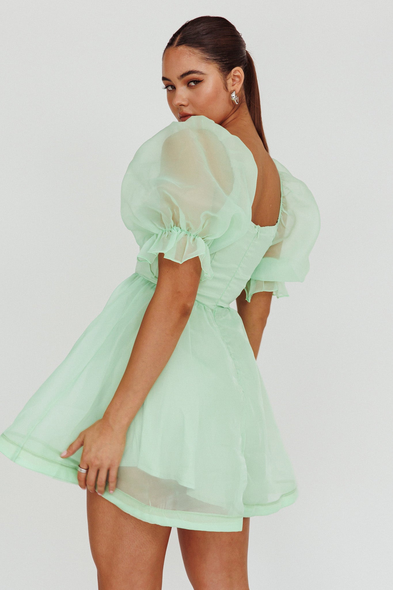 I've Got Sunshine Puff Sleeve Mini Dress Mint-Maymioy