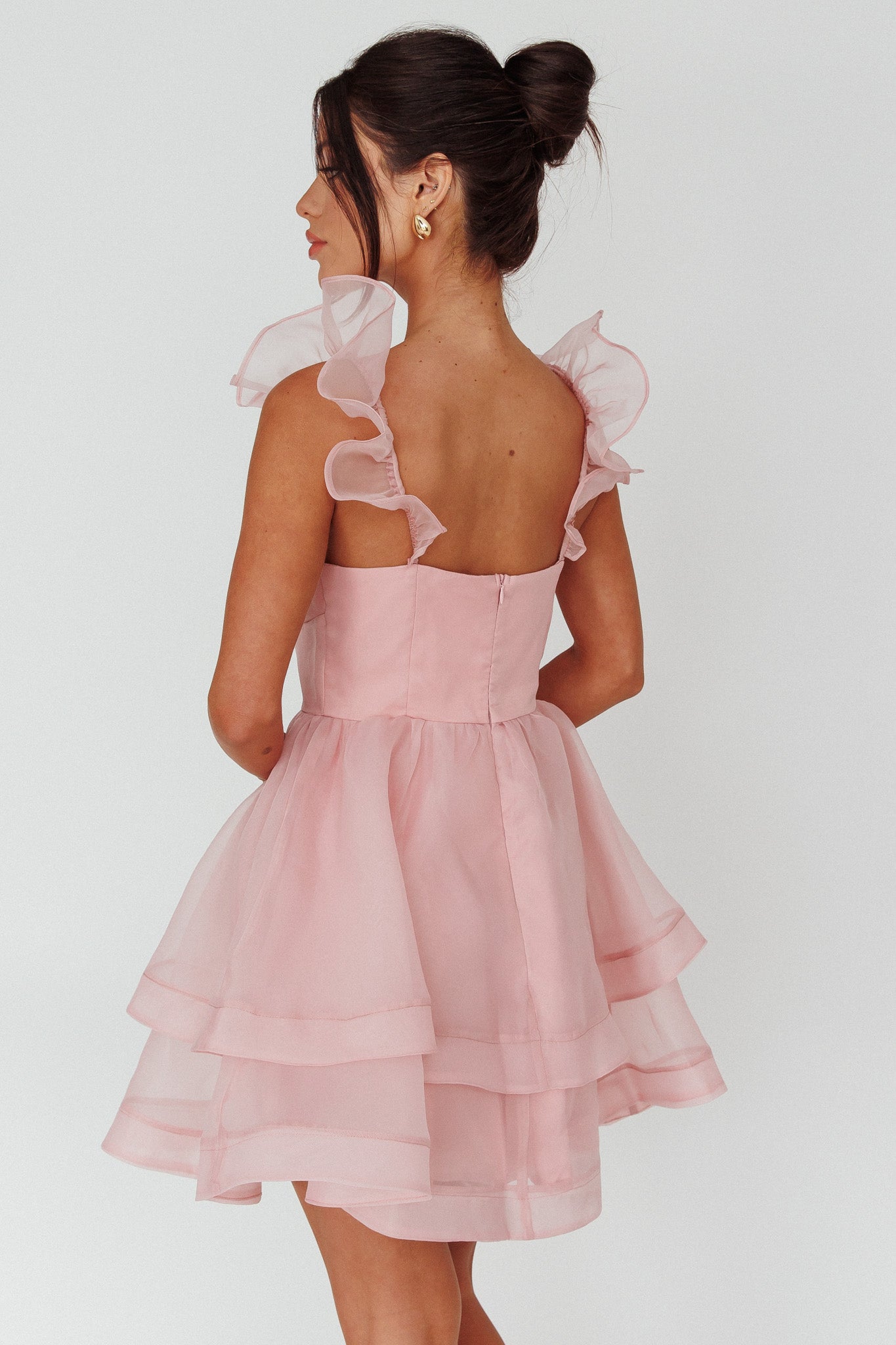 I've Got Sunshine Ruffle Strap Mini Dress Blush-Maymioy