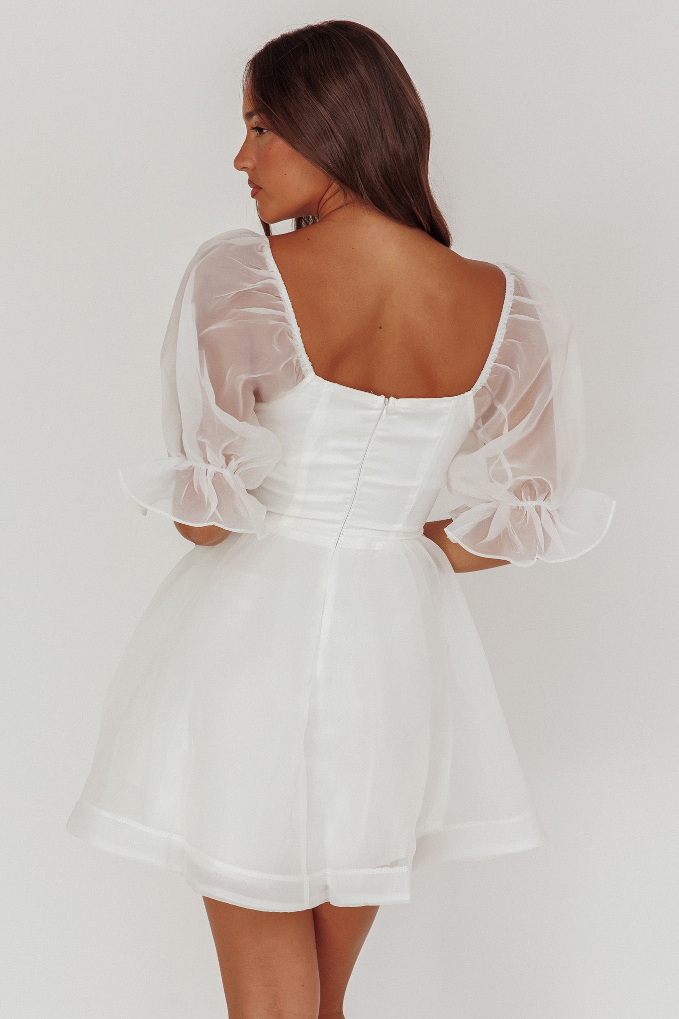 I've Got Sunshine Puff Sleeve Mini Dress White-Maymioy