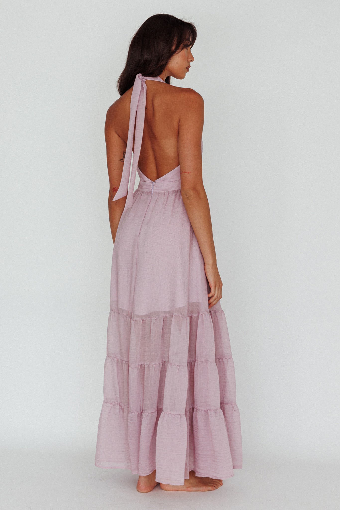 Jalisco Sun Halterneck Maxi Dress Lilac-Maymioy