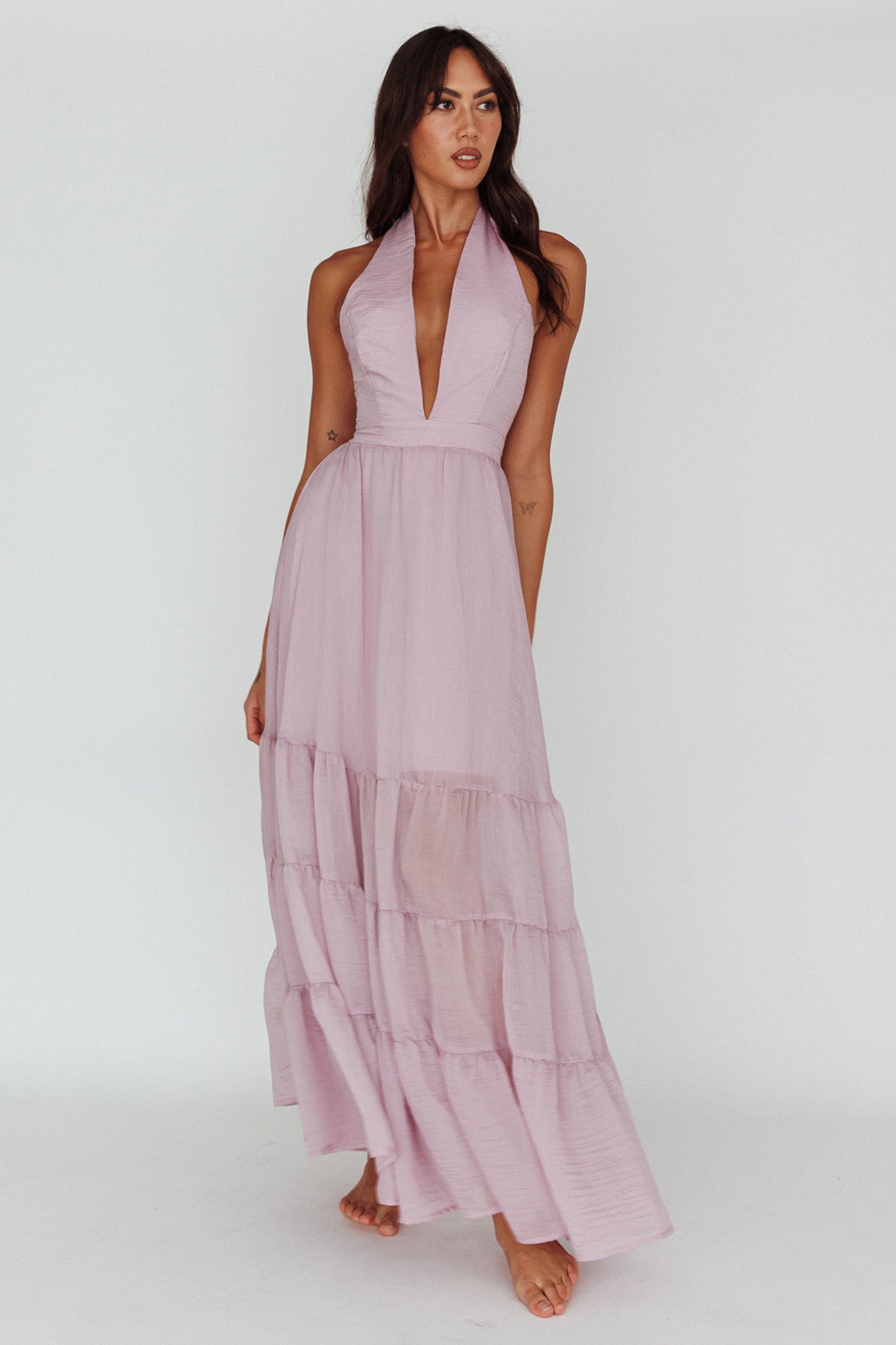 Jalisco Sun Halterneck Maxi Dress Lilac-Maymioy