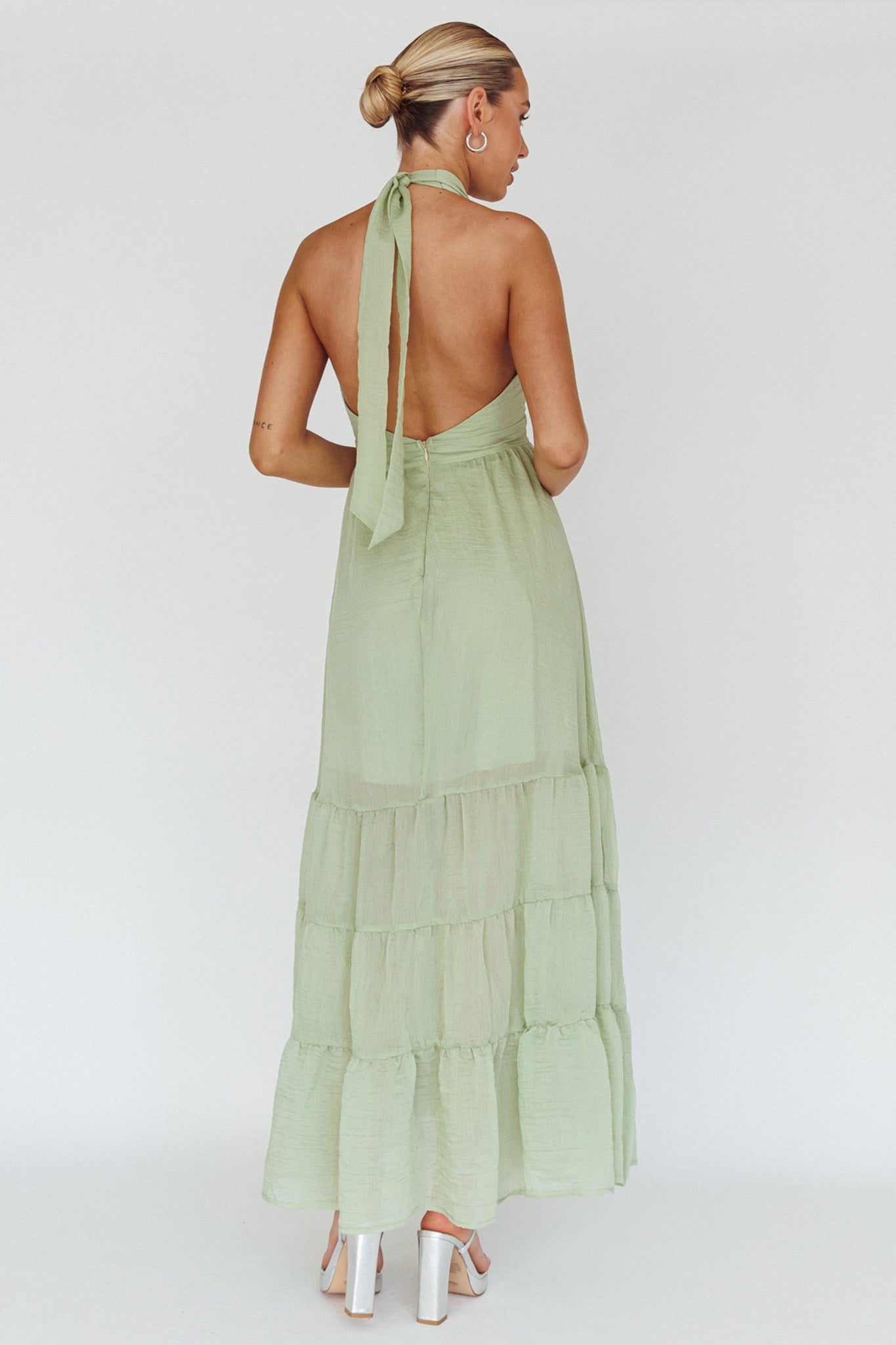 Jalisco Sun Halterneck Maxi Dress Mint-Maymioy
