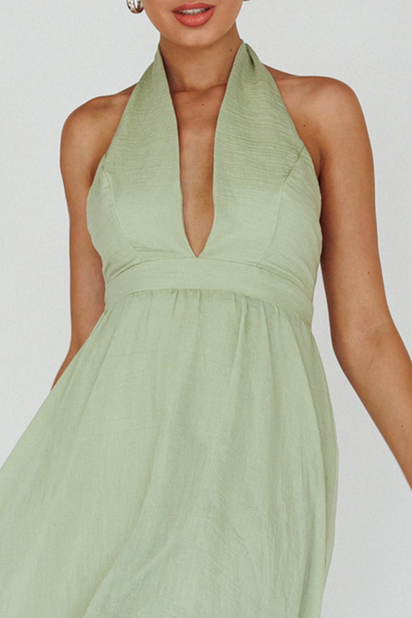 Jalisco Sun Halterneck Maxi Dress Mint-Maymioy