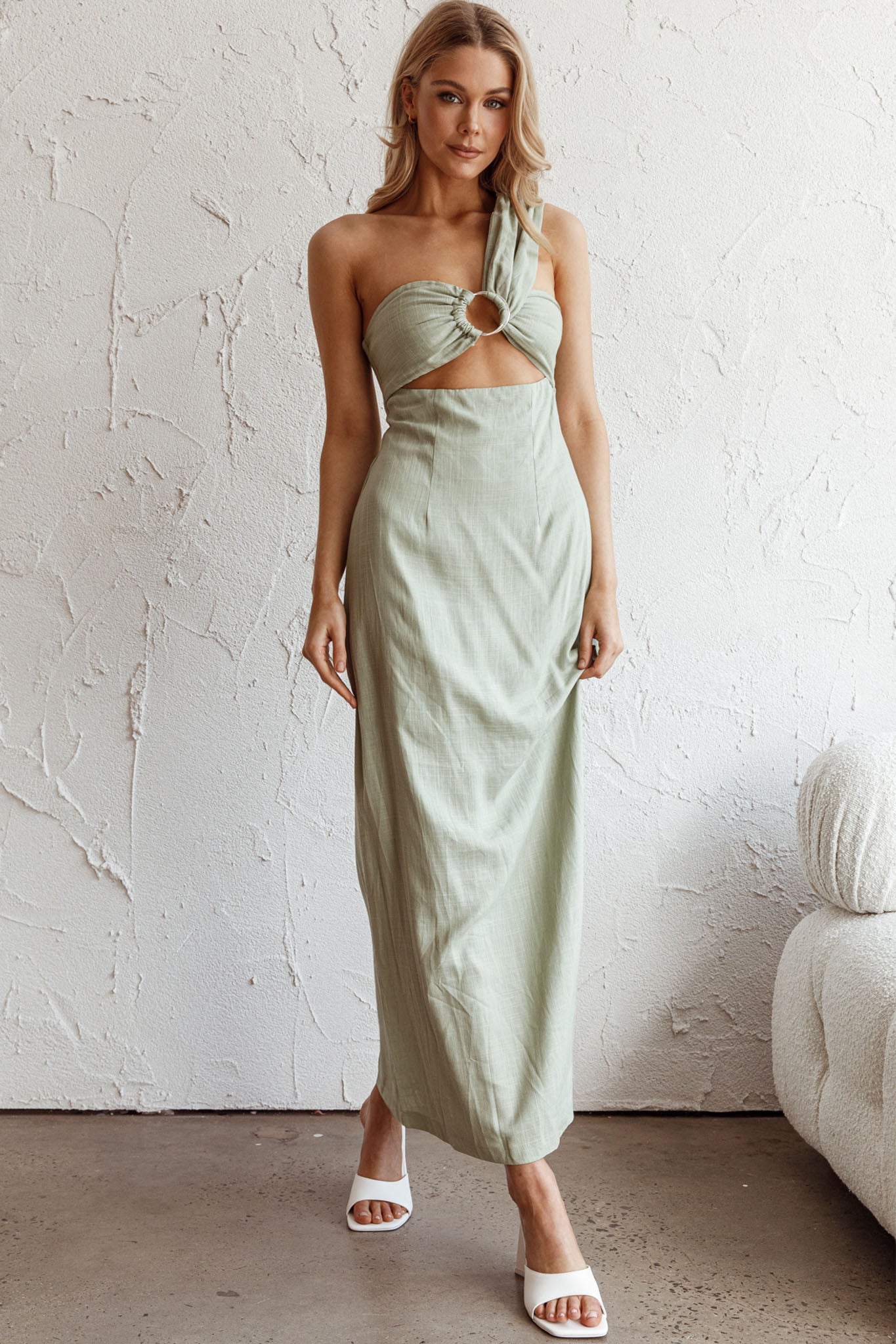 La Sierra Buckle Bust Midi Dress Pistachio-Maymioy