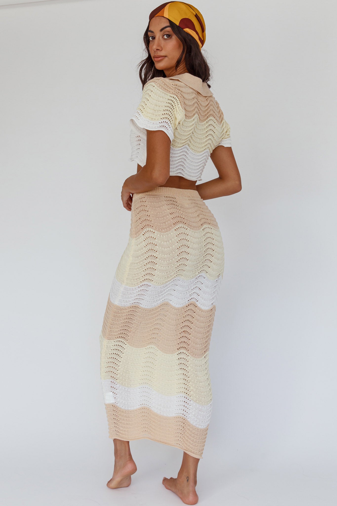 May Blooms Knit Maxi Skirt Lemon Butter-Maymioy