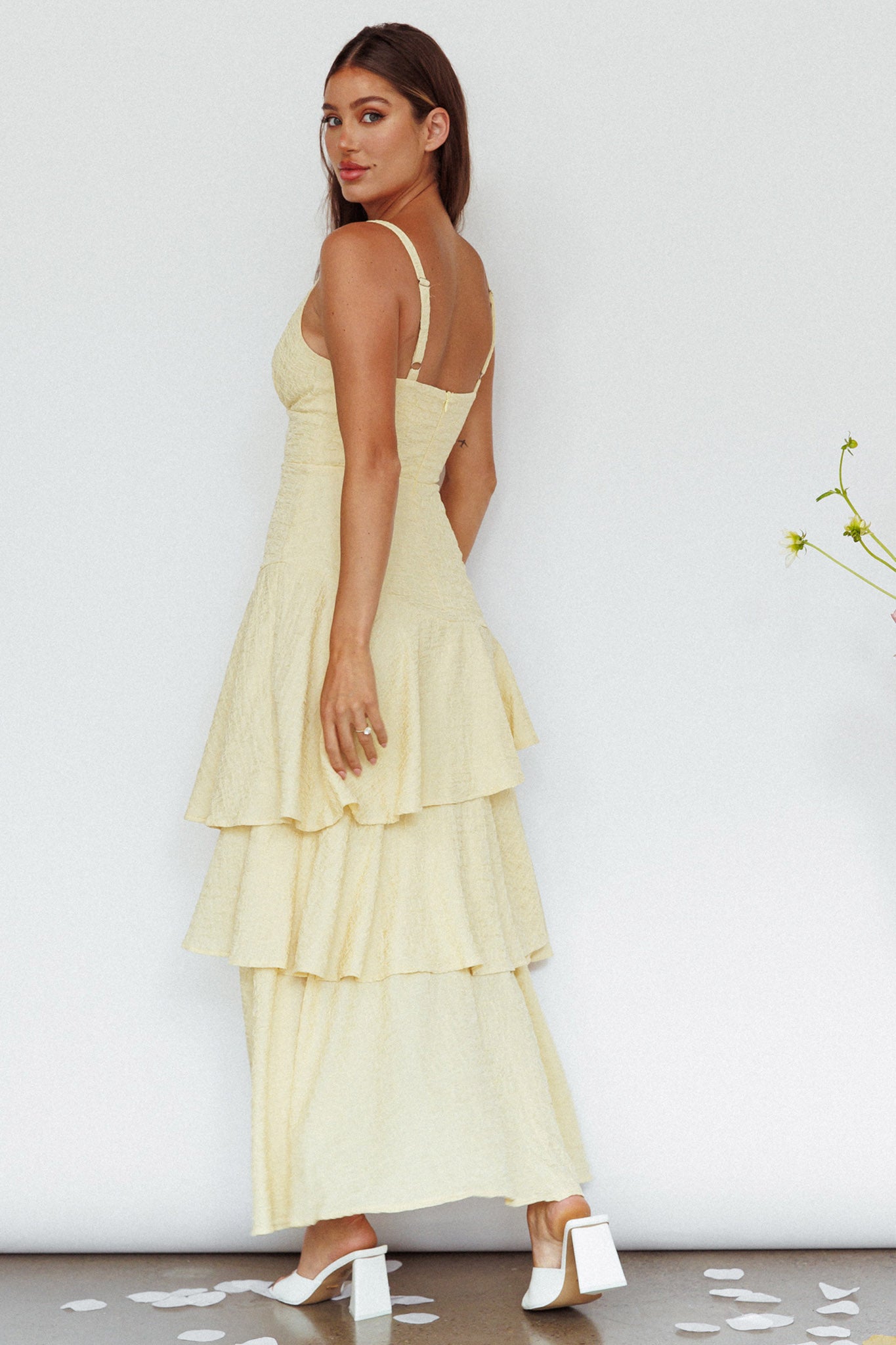 New Vibes Layered Hem Maxi Dress Lemon-Maymioy
