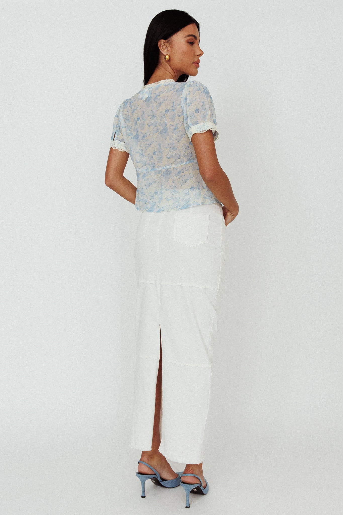 Thalia Pocket Maxi Skirt White-Maymioy