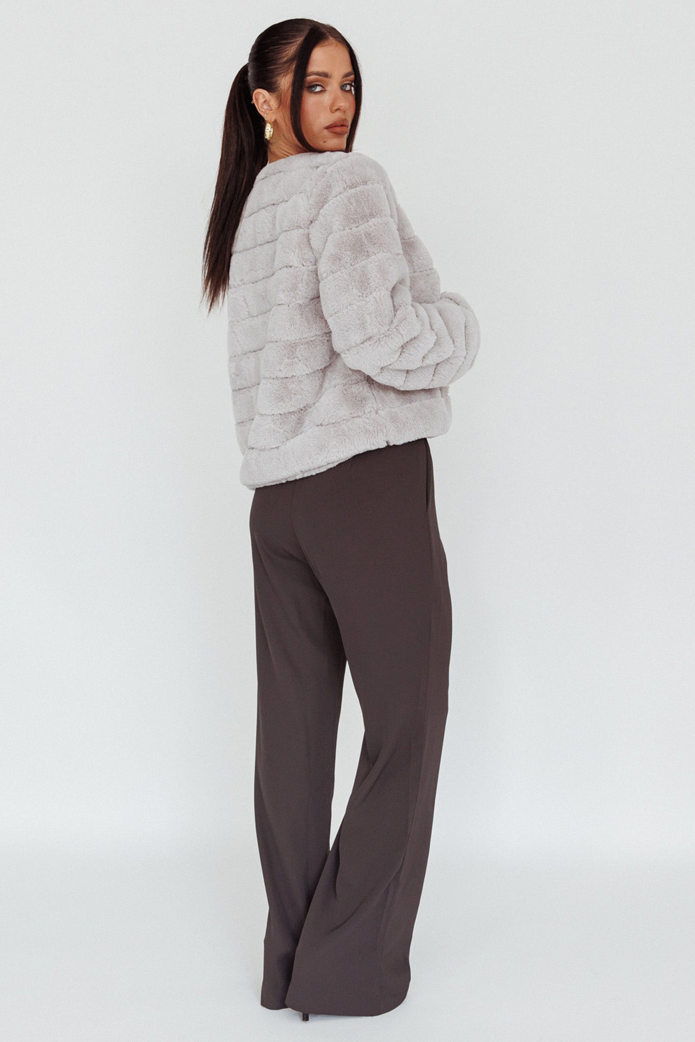 Back To Basics High Waist Pants Charcoal-Maymioy