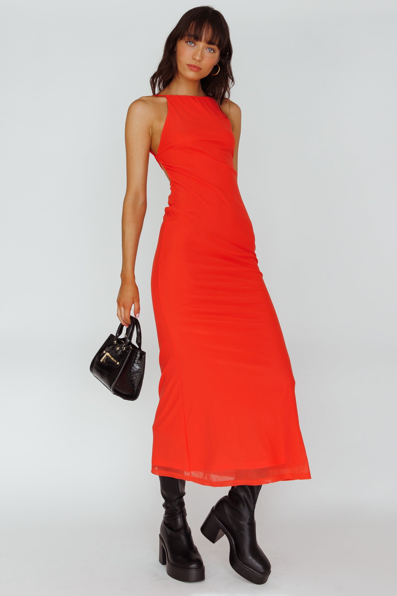 Genova Strappy Back Maxi Dress Coral-Maymioy
