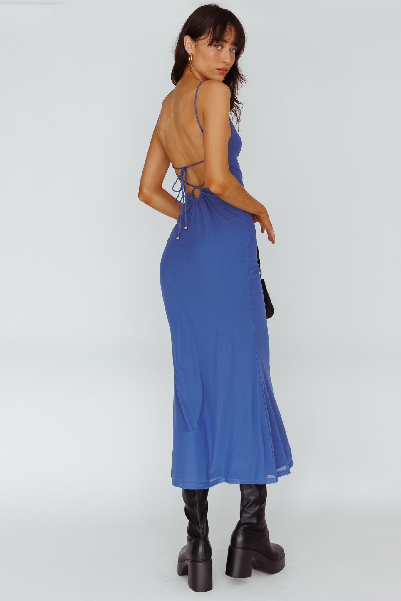 Genova Strappy Back Maxi Dress Midnight Blue-Maymioy