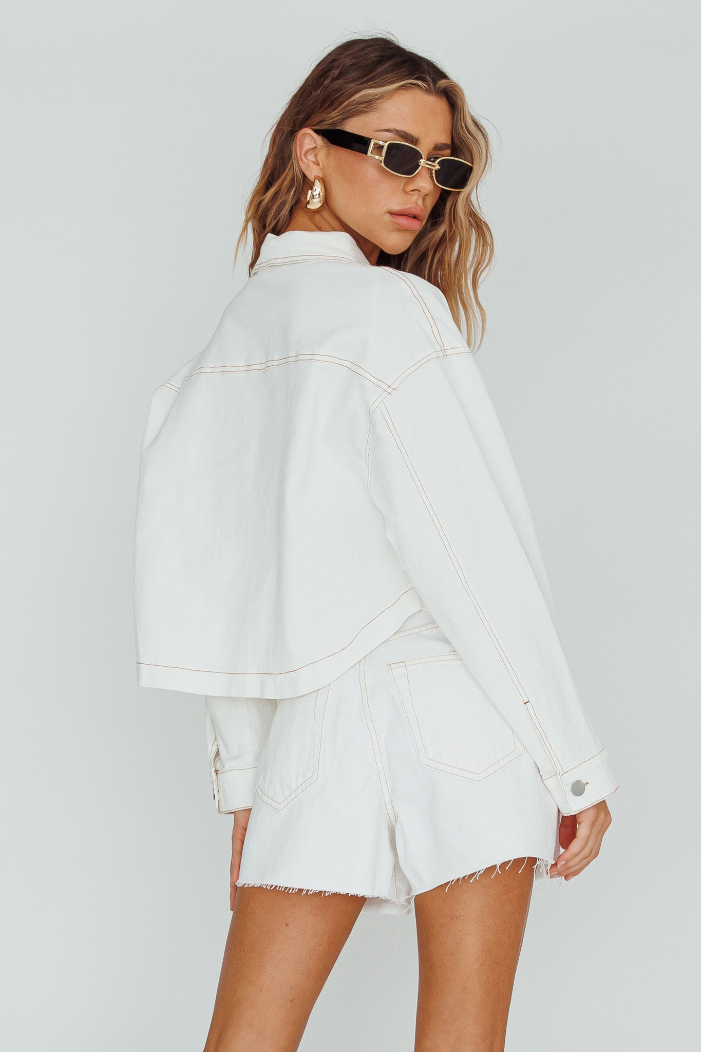 Fair Game Button-Up Jacket White-Maymioy