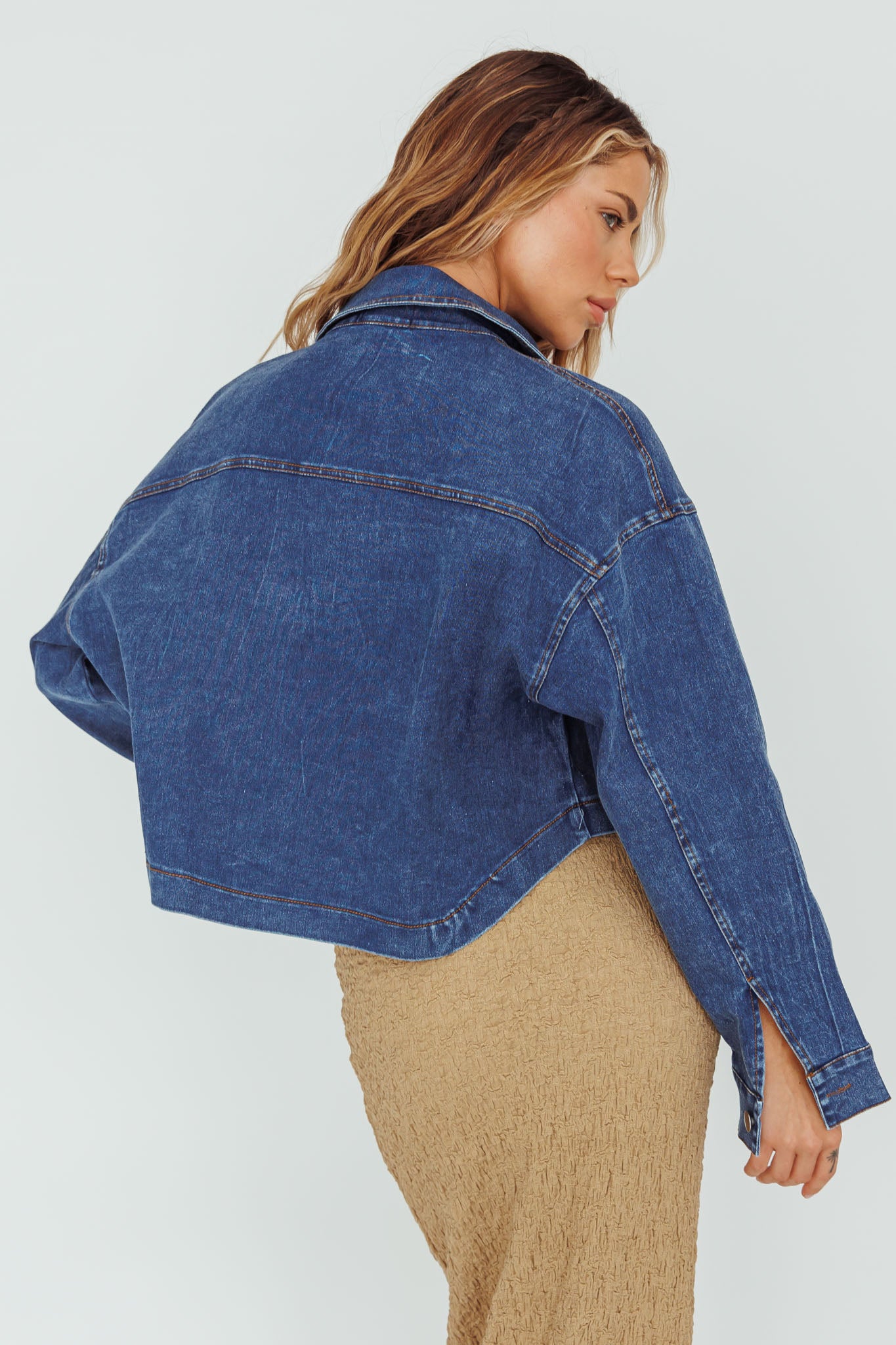 Fair Game Button-Up Jacket Dark Blue-Maymioy