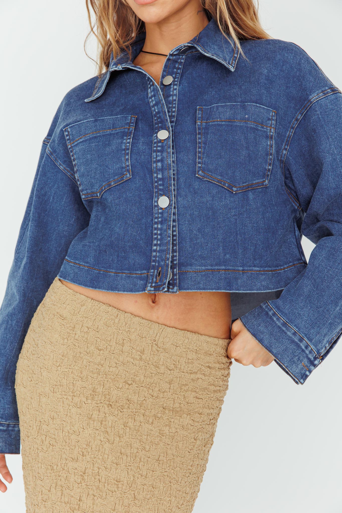 Fair Game Button-Up Jacket Dark Blue-Maymioy