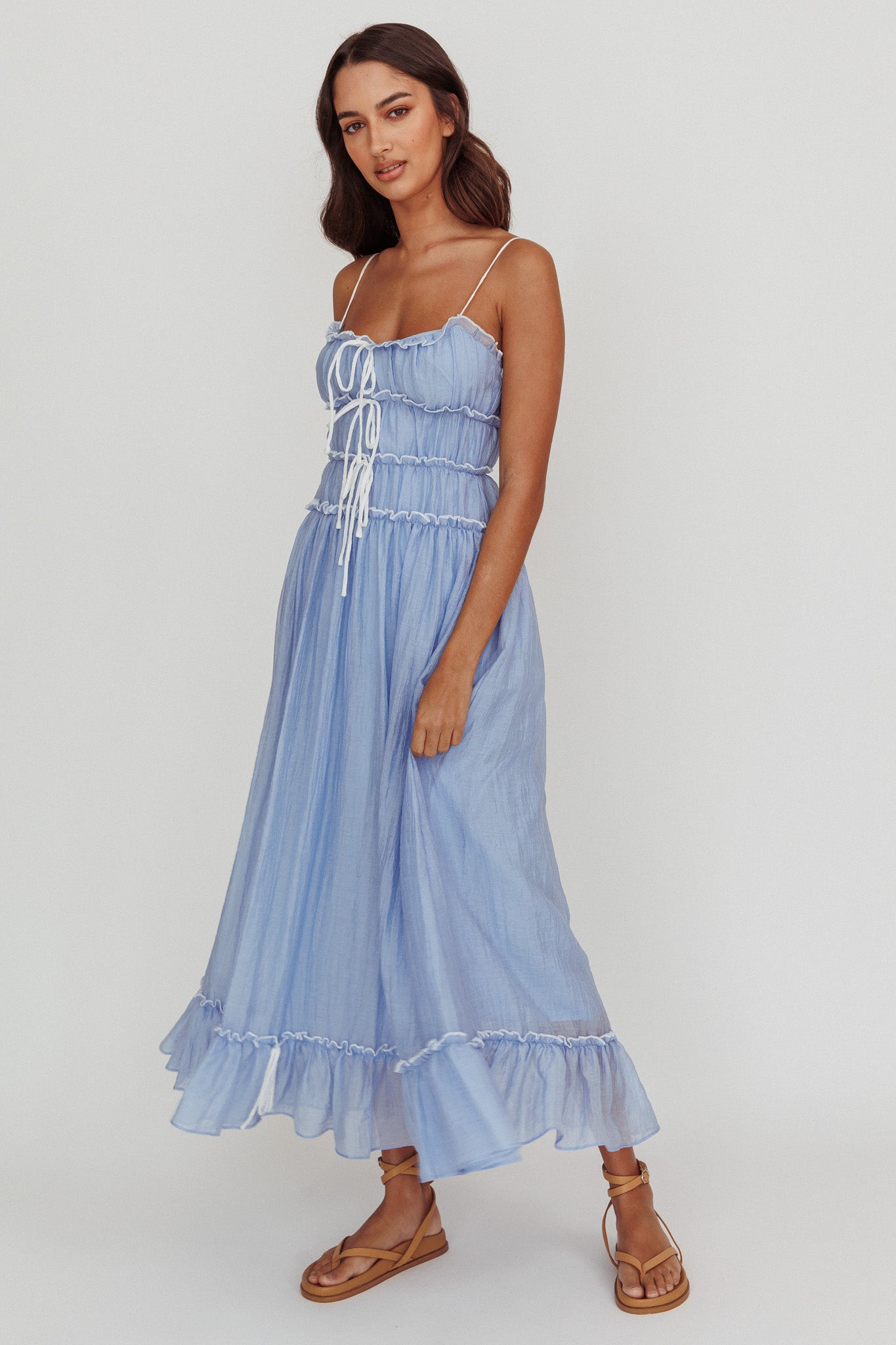 Maidens Tie Accent Maxi Dress Cloud Blue-Maymioy