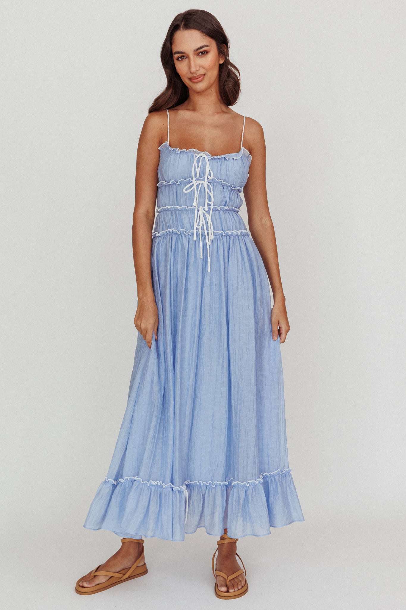 Maidens Tie Accent Maxi Dress Cloud Blue-Maymioy