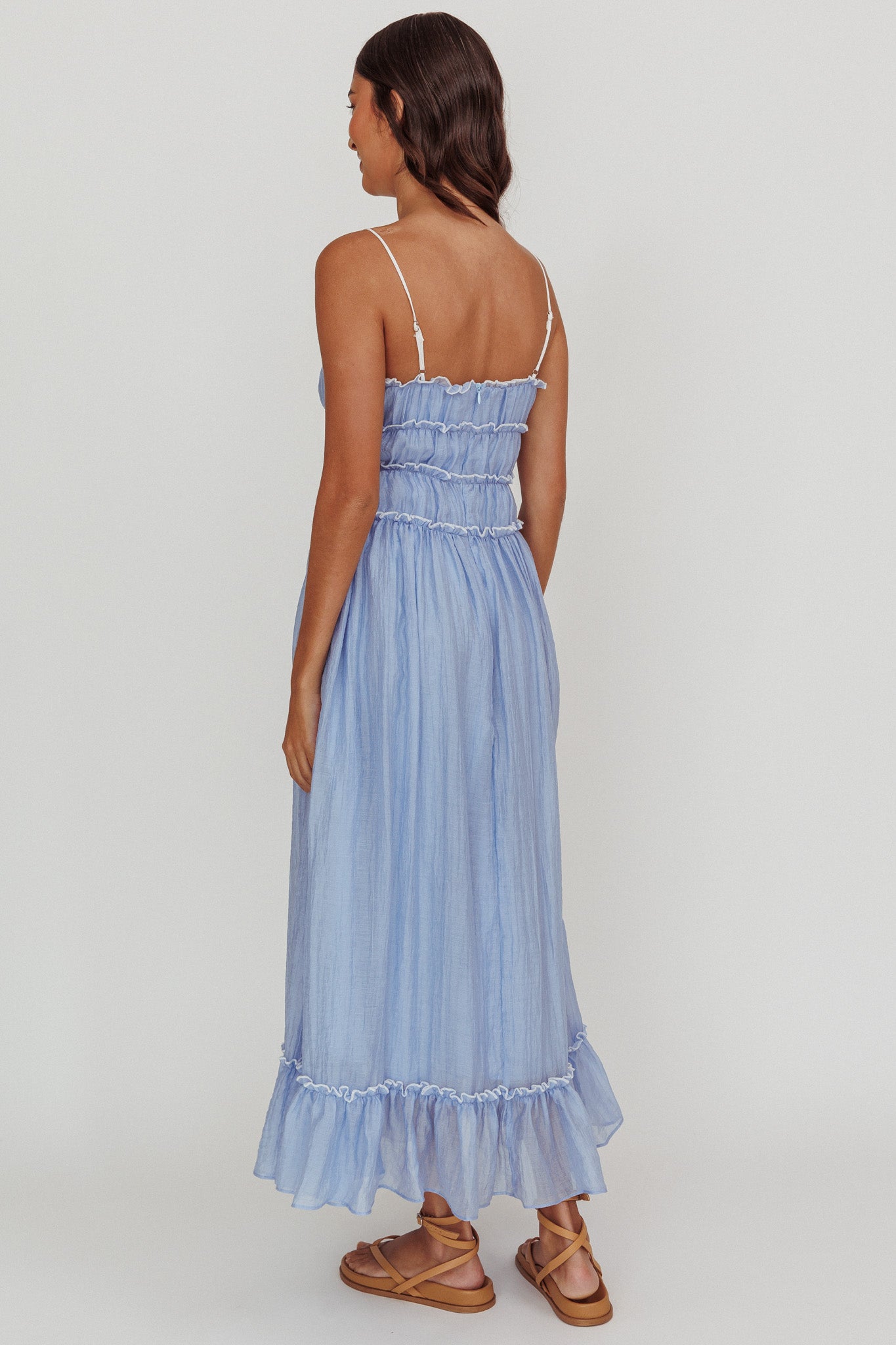 Maidens Tie Accent Maxi Dress Cloud Blue-Maymioy