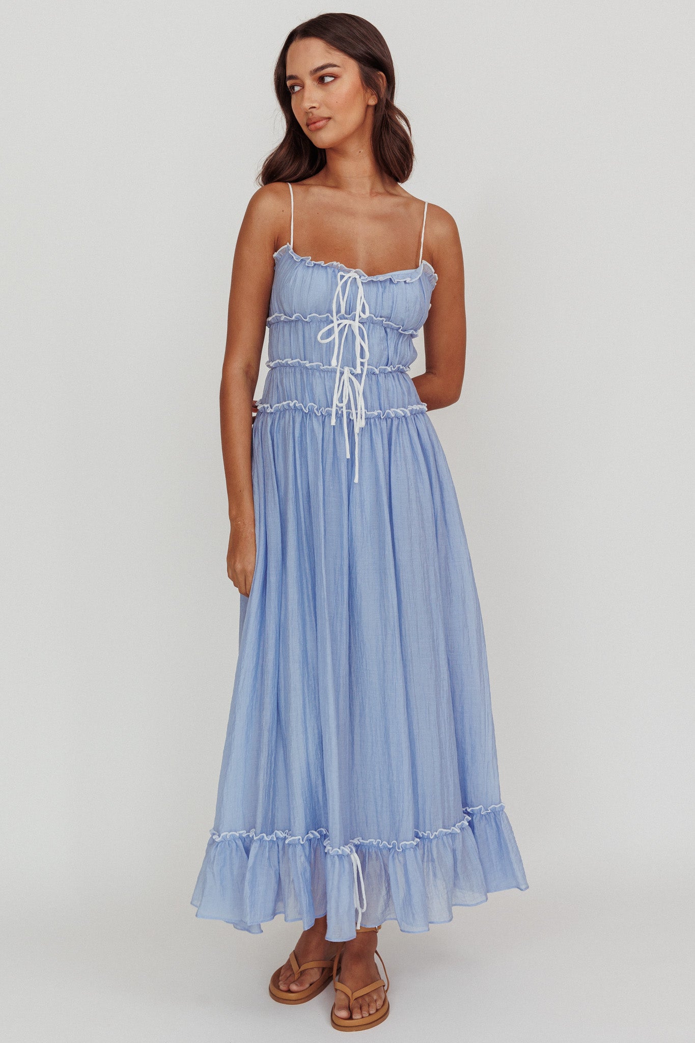 Maidens Tie Accent Maxi Dress Cloud Blue-Maymioy