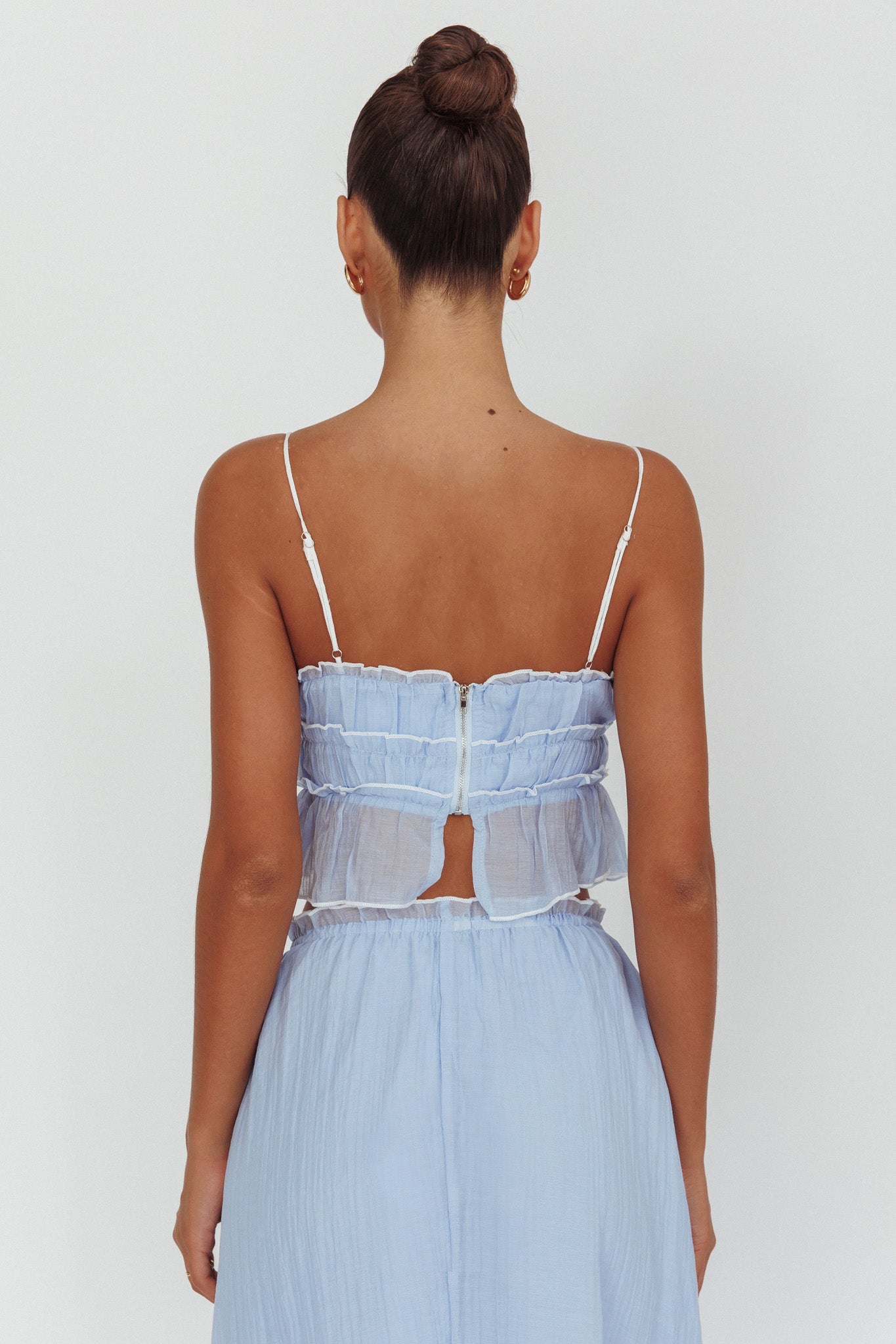 Maidens Tie Detail Overlock Top Cloud Blue-Maymioy