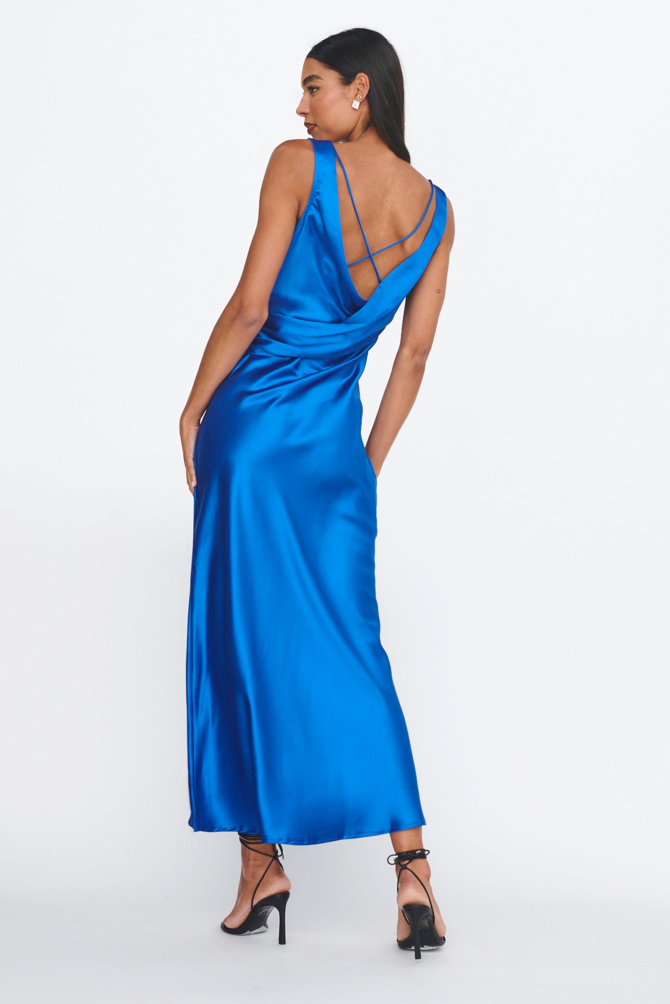 Jelena Draped Back Maxi Dress Sapphire-Maymioy