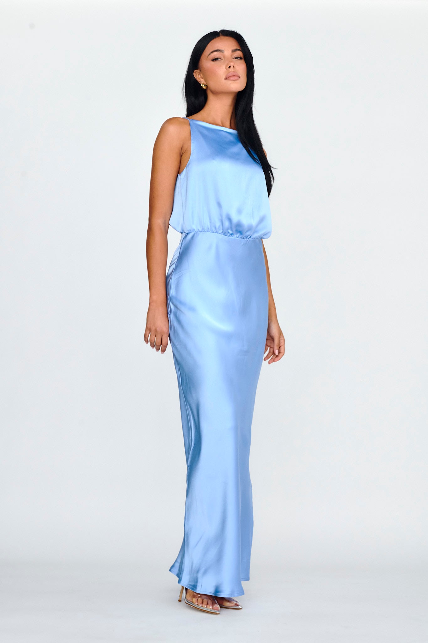Midnight Hour Side Split Midi Dress Ocean-Maymioy