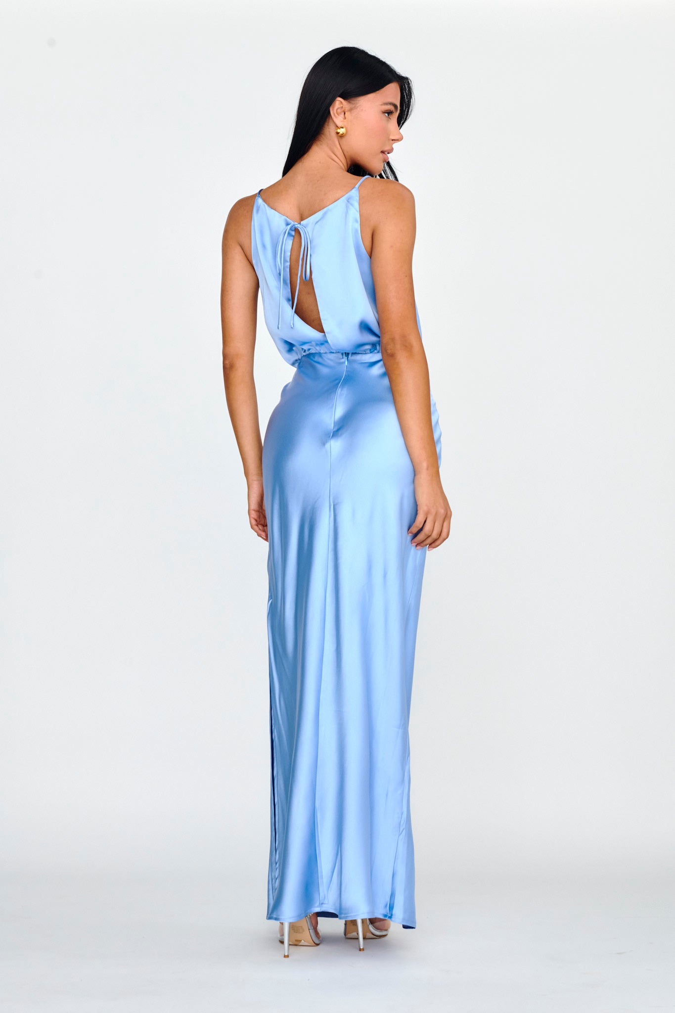 Midnight Hour Side Split Midi Dress Ocean-Maymioy