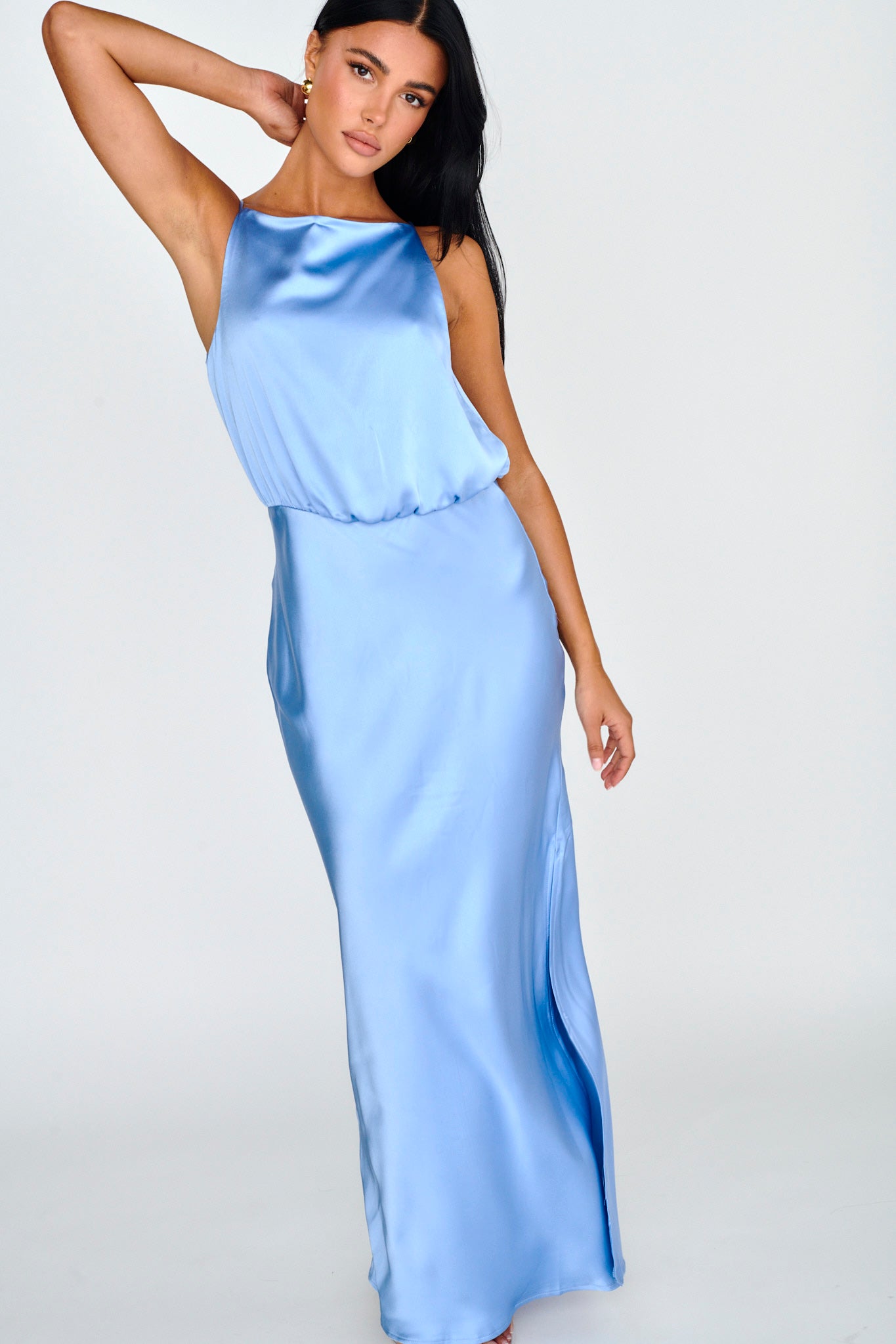 Midnight Hour Side Split Midi Dress Ocean-Maymioy