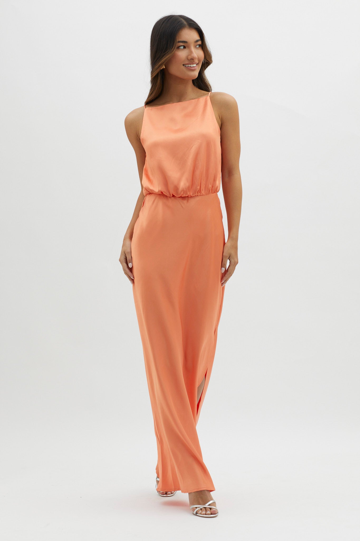 Midnight Hour Side Split Midi Dress Sunset-Maymioy