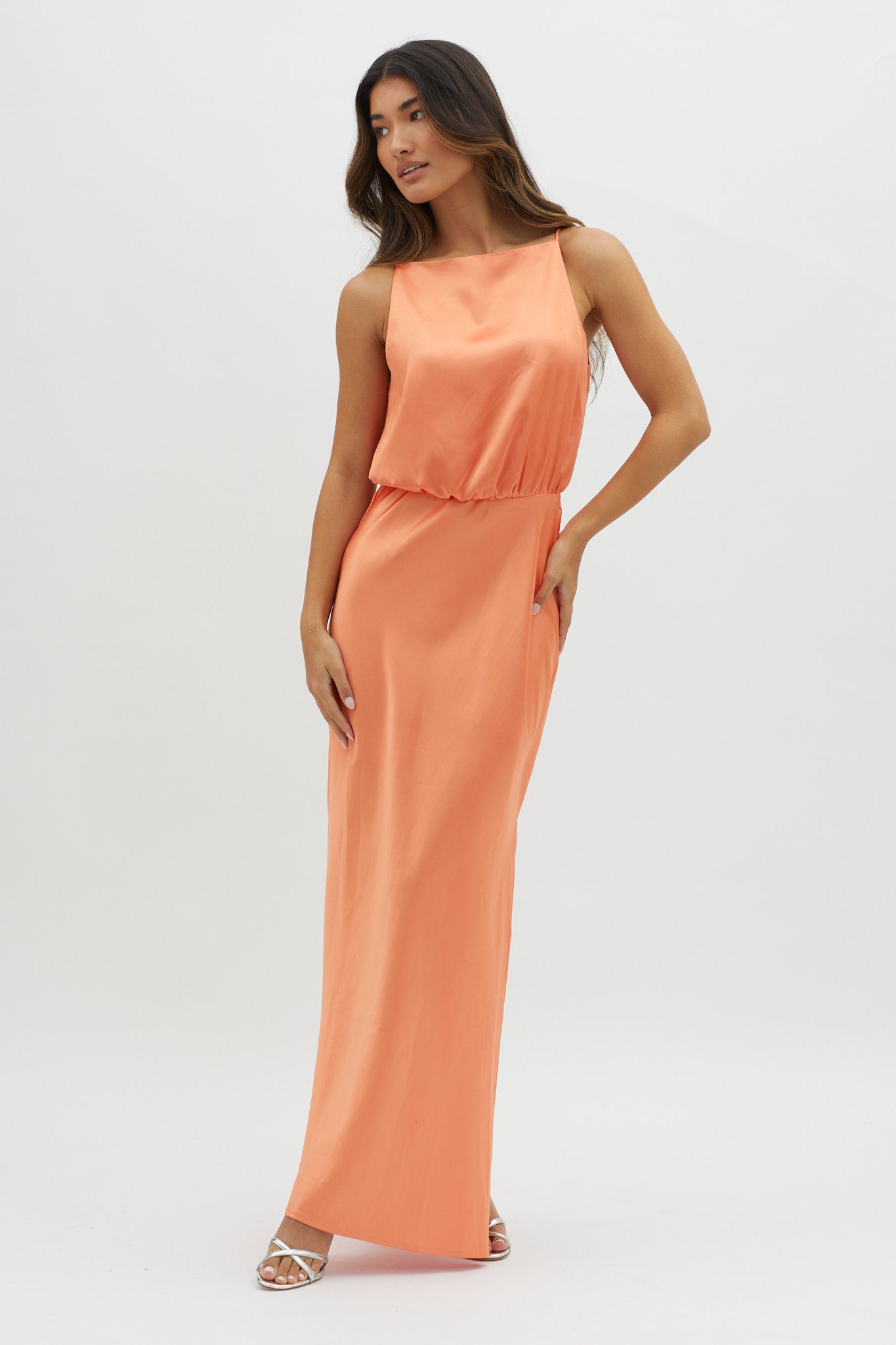 Midnight Hour Side Split Midi Dress Sunset-Maymioy