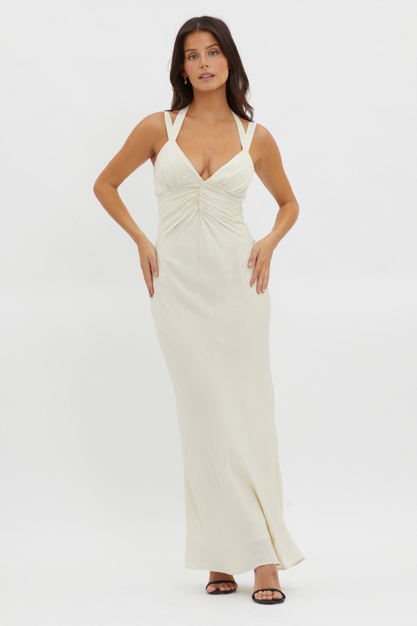 Stellar Twist Bodice Multi-Strap Dress Oyster-Maymioy