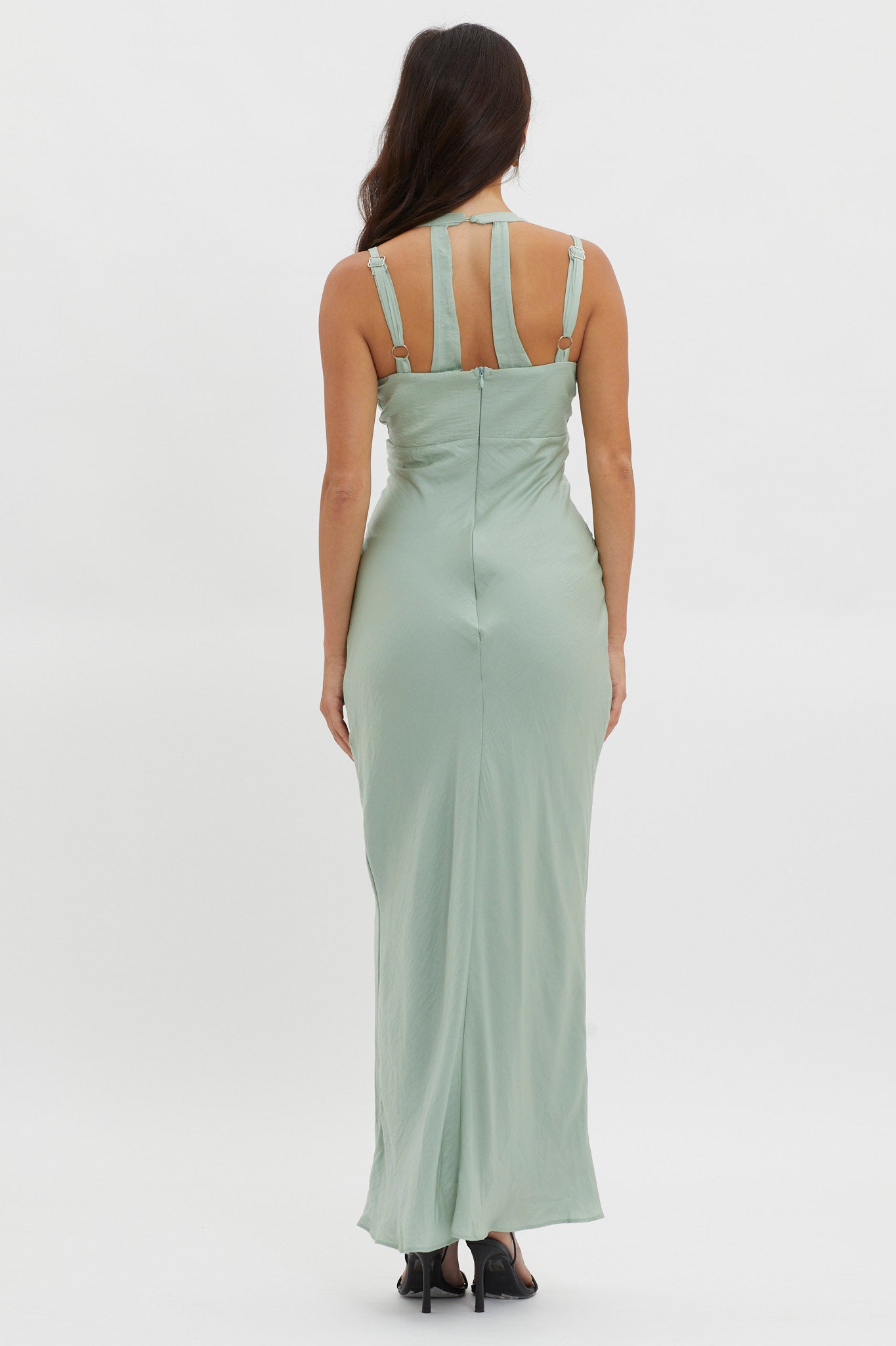 Stellar Twist Bodice Multi-Strap Dress Sage-Maymioy