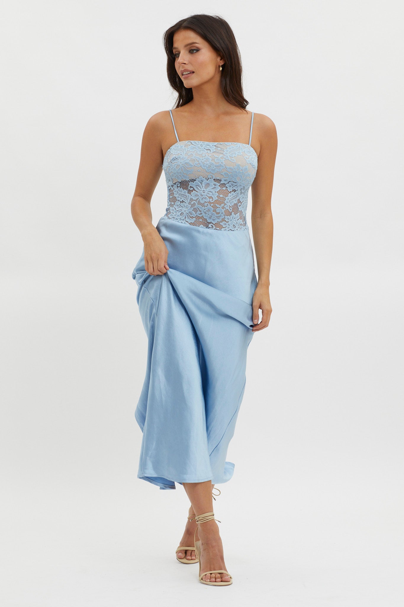 Moon Magic Floral Bodice Dress Blue-Maymioy