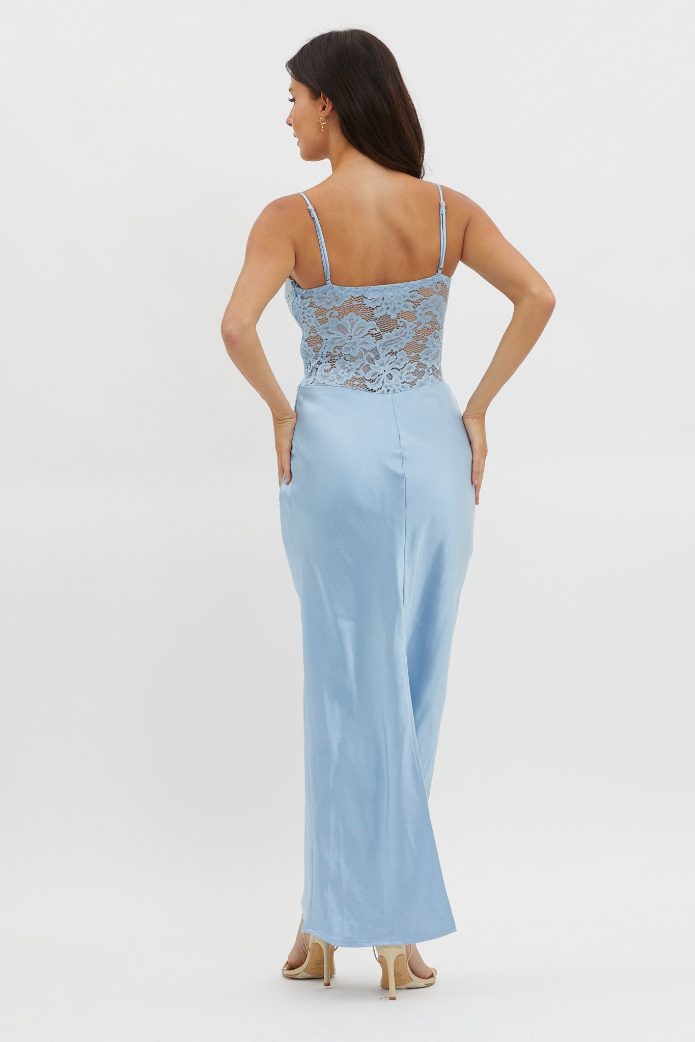 Moon Magic Floral Bodice Dress Blue-Maymioy