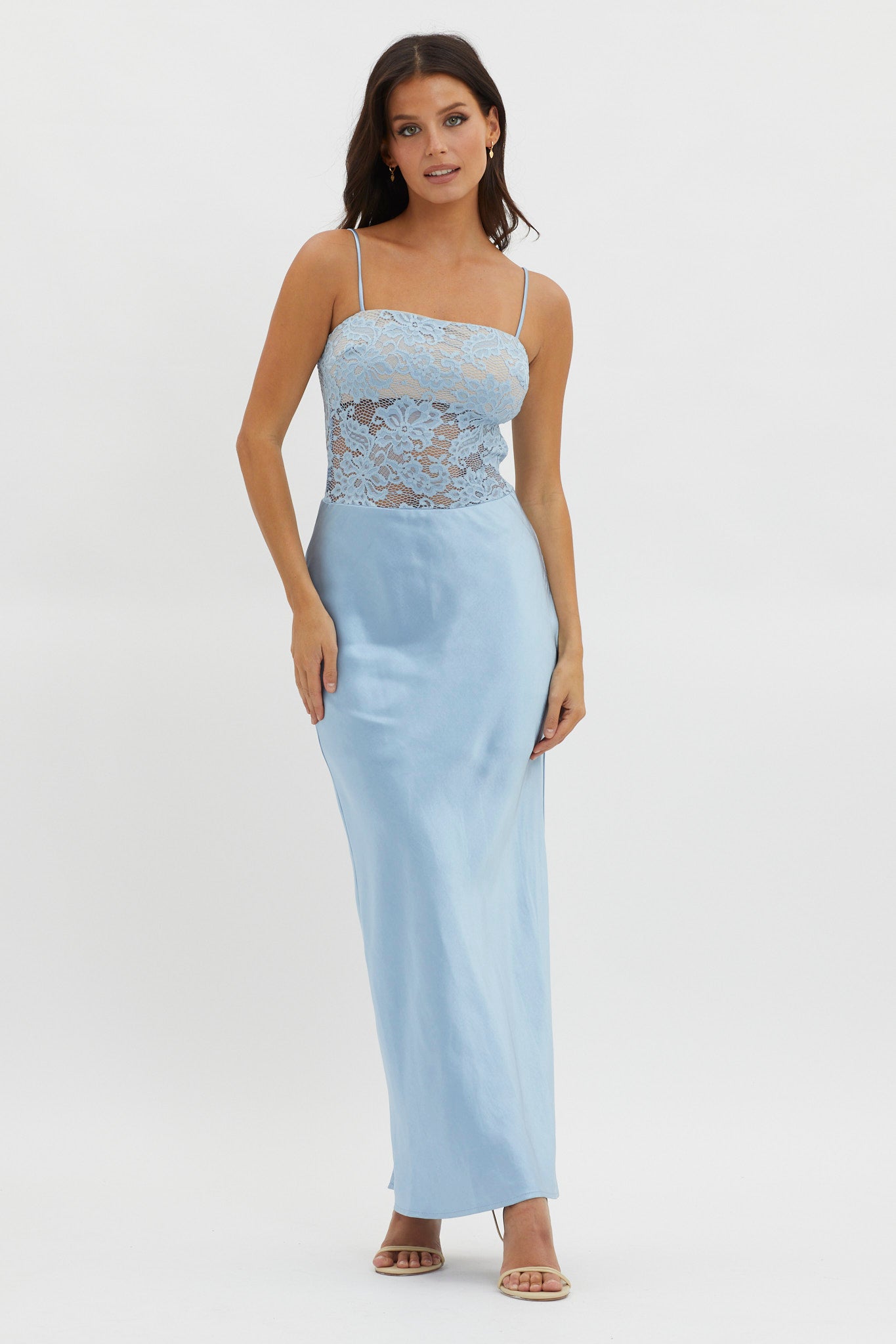 Moon Magic Floral Bodice Dress Blue-Maymioy
