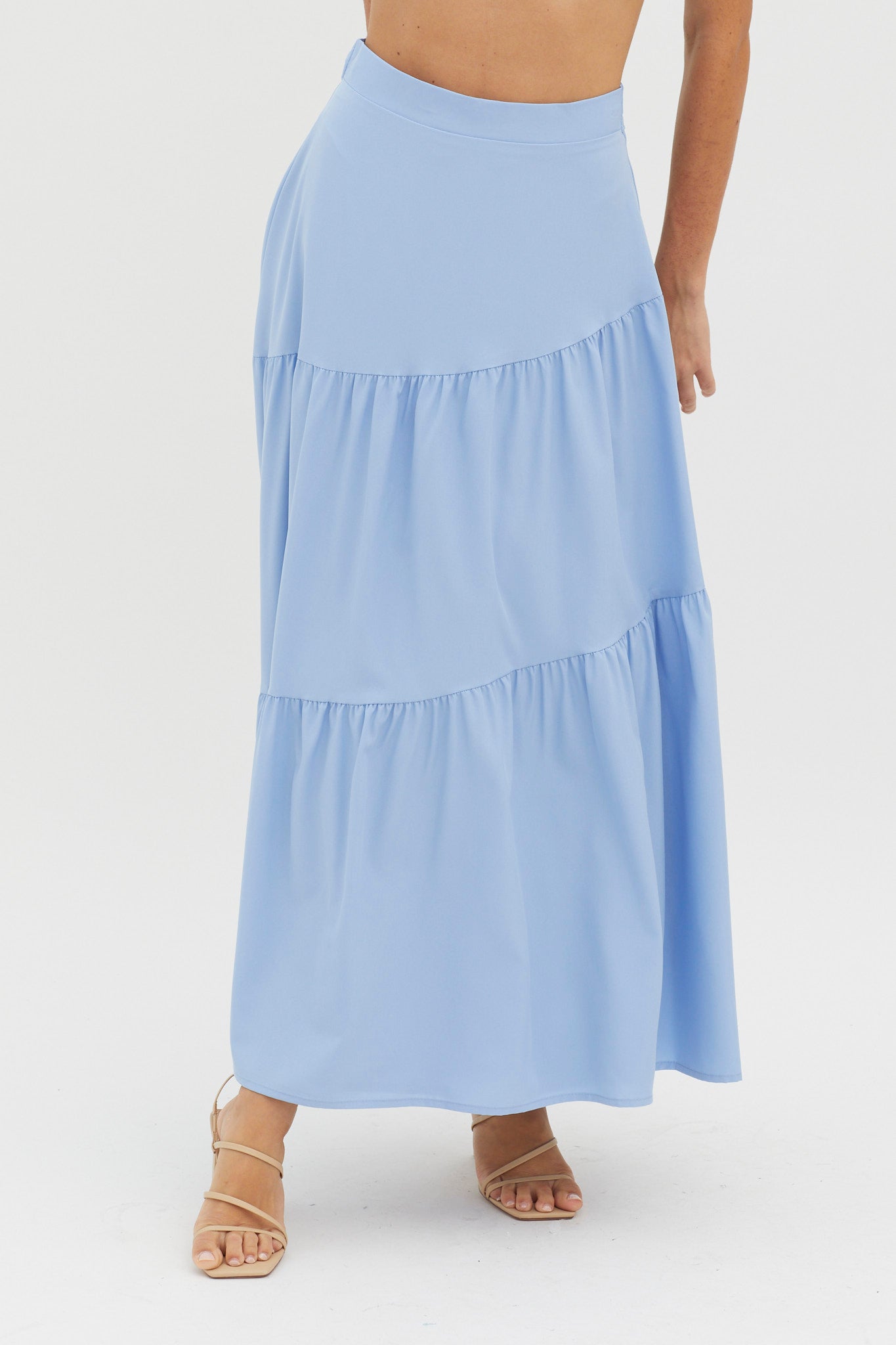 Bondi Waist Tie Maxi Skirt Blue-Maymioy