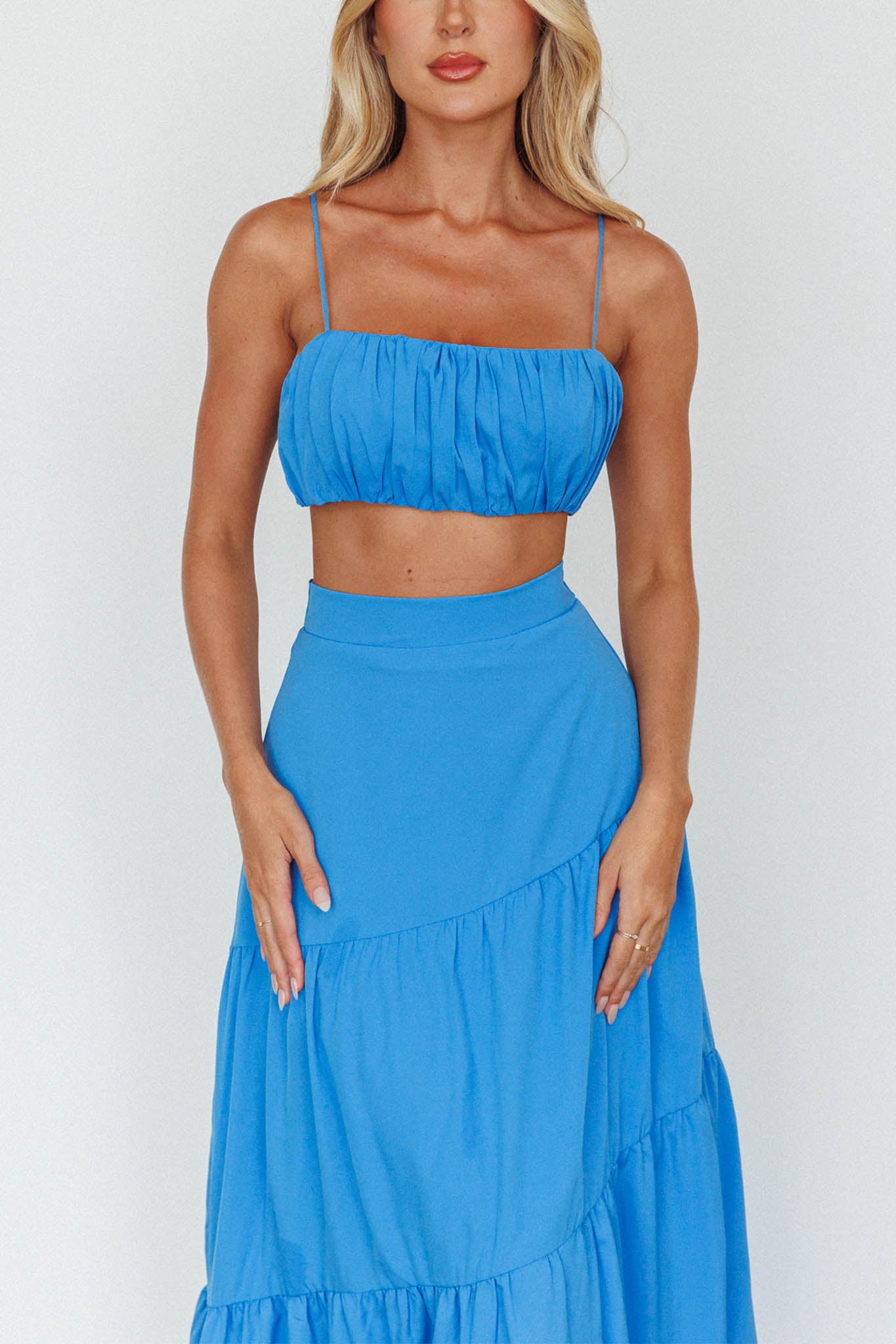 Bondi Waist Tie Maxi Skirt Sapphire-Maymioy