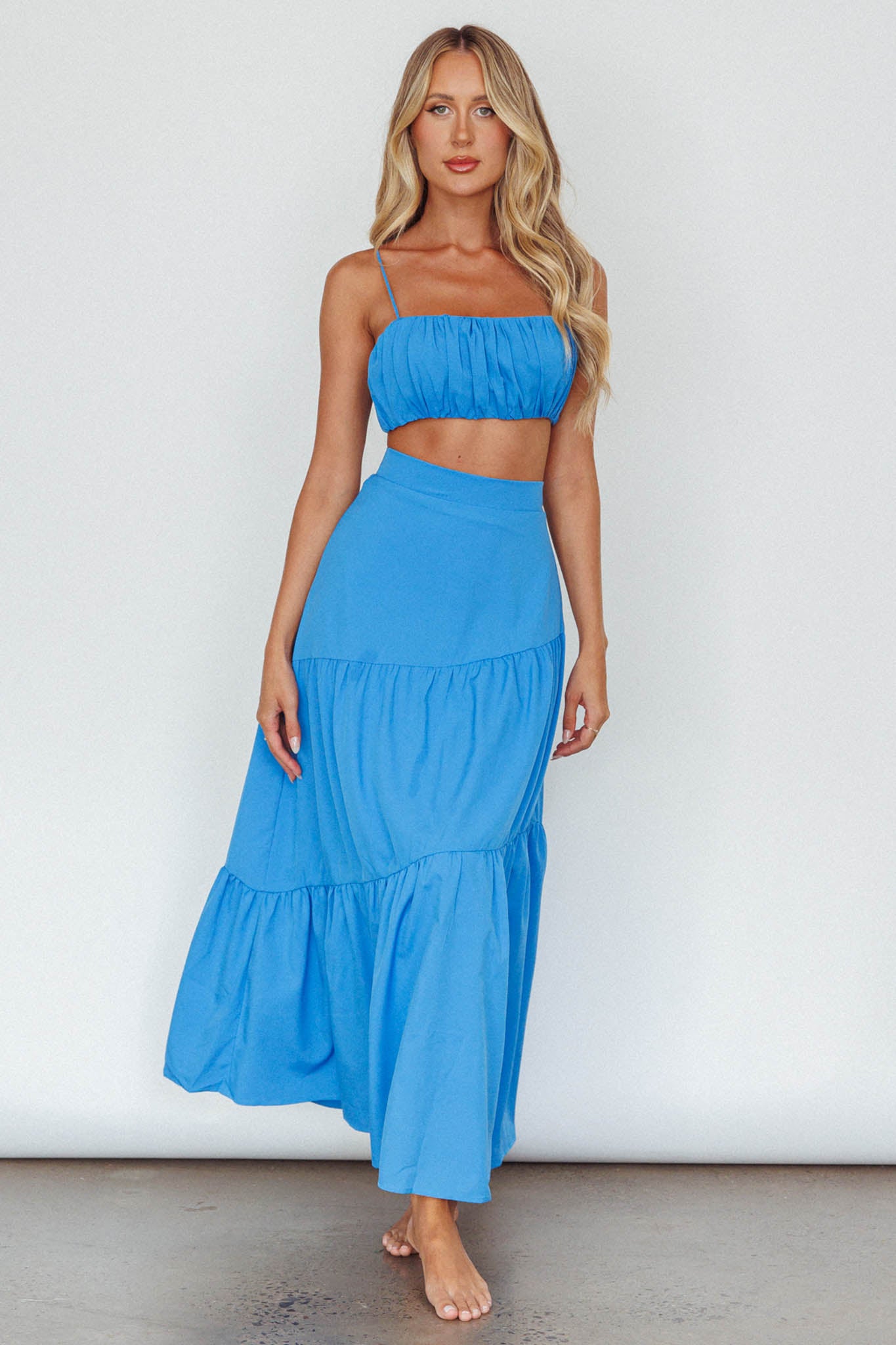 Bondi Waist Tie Maxi Skirt Sapphire-Maymioy