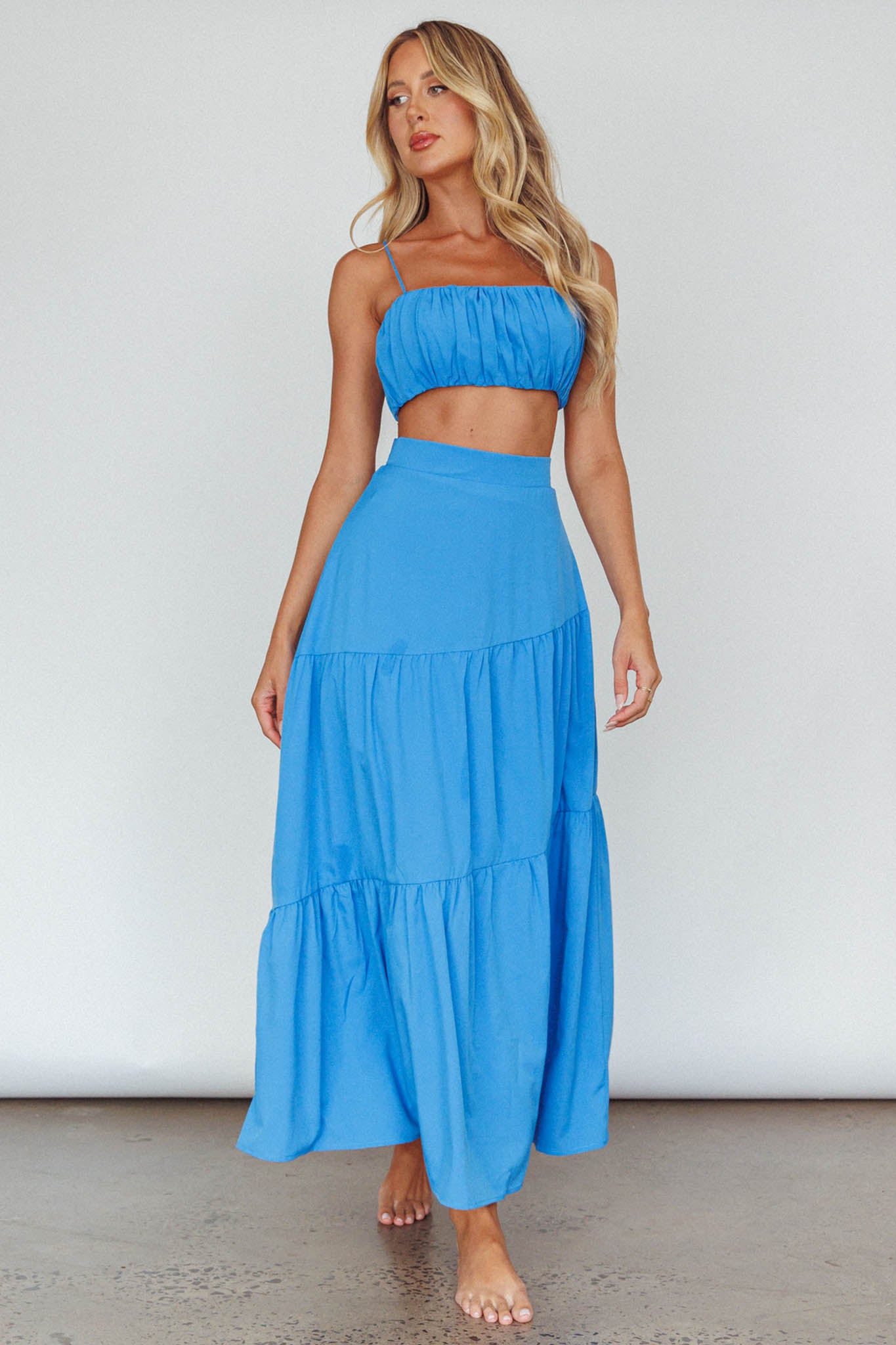 Bondi Waist Tie Maxi Skirt Sapphire-Maymioy