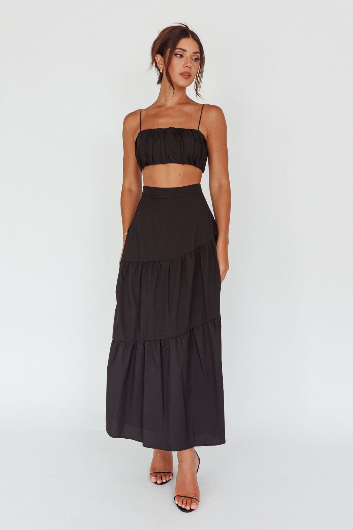 Bondi Waist Tie Maxi Skirt Black-Maymioy