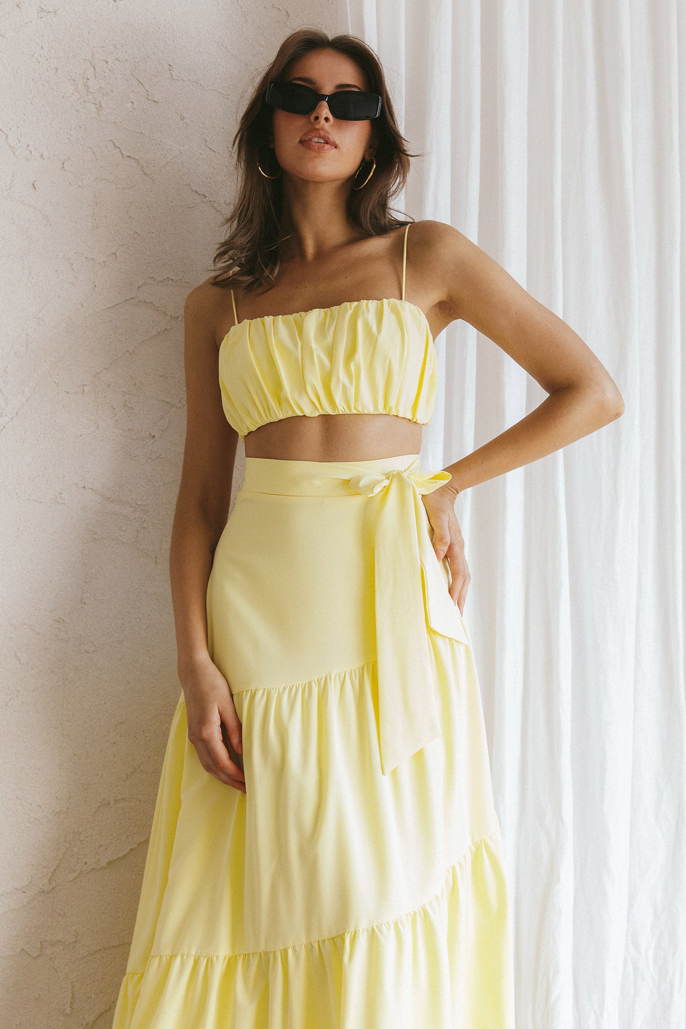 Bondi Waist Tie Maxi Skirt Lemon-Maymioy