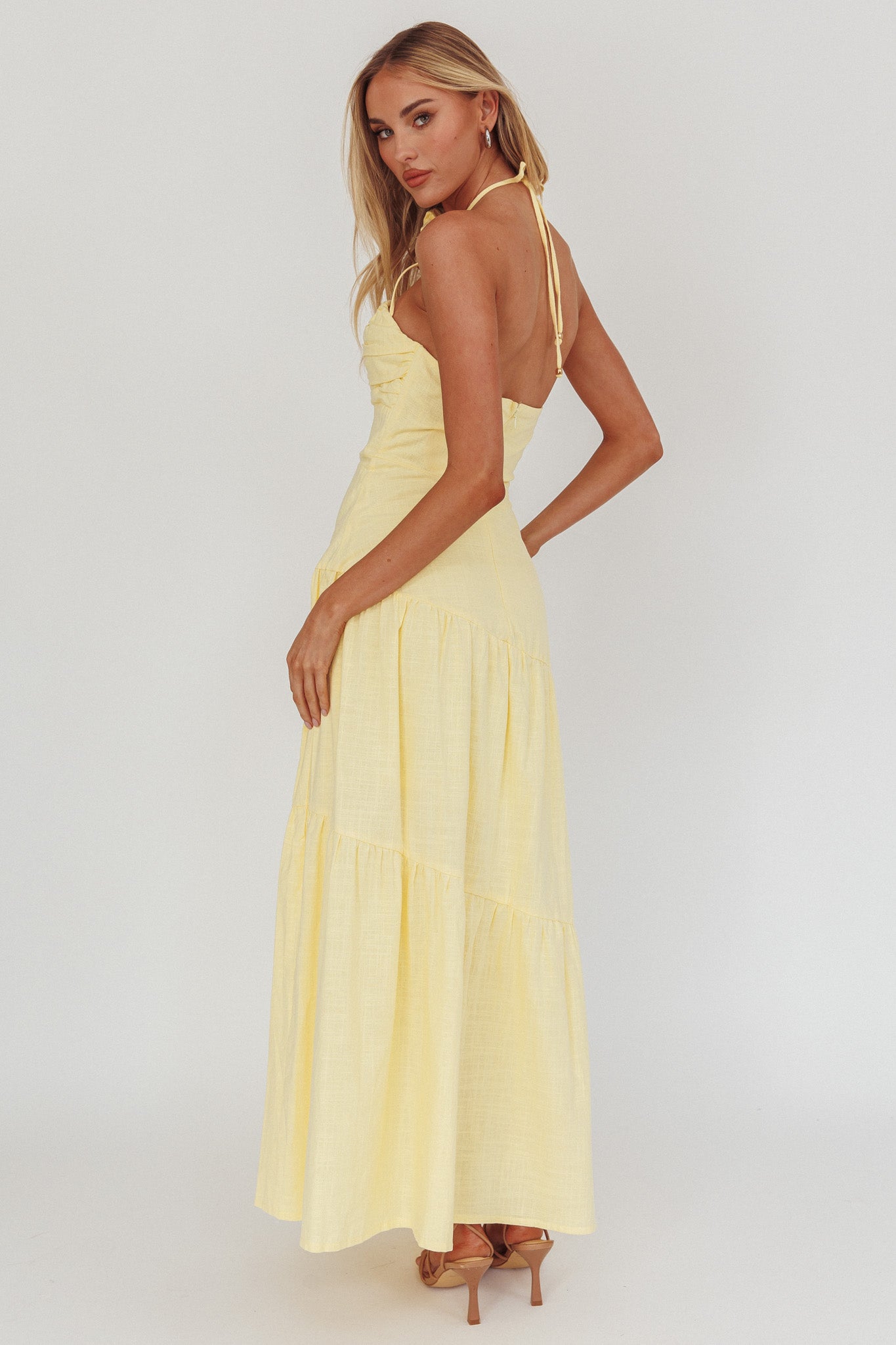 Bondi Rose Decoration Maxi Dress Lemon-Maymioy