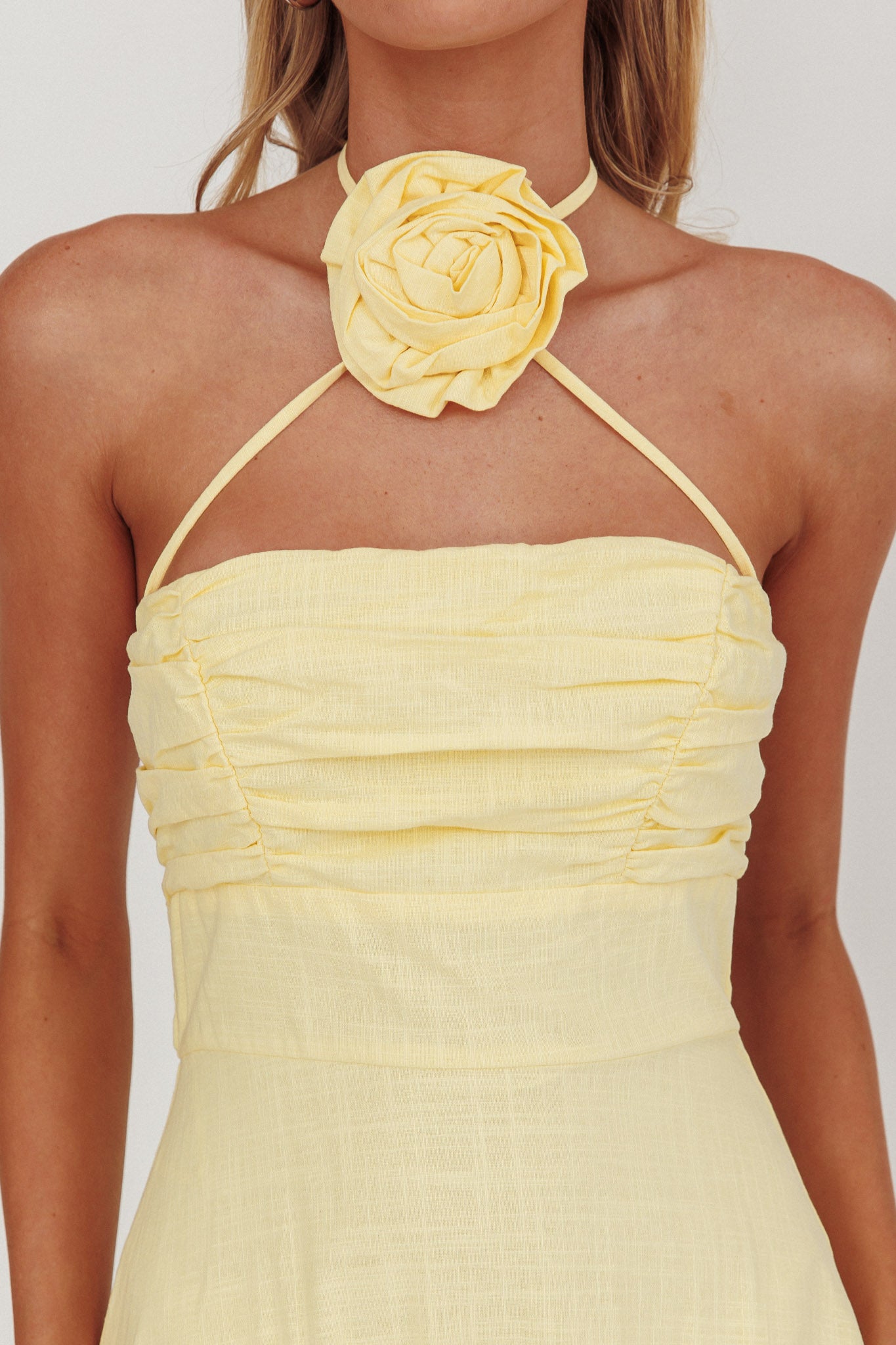 Bondi Rose Decoration Maxi Dress Lemon-Maymioy