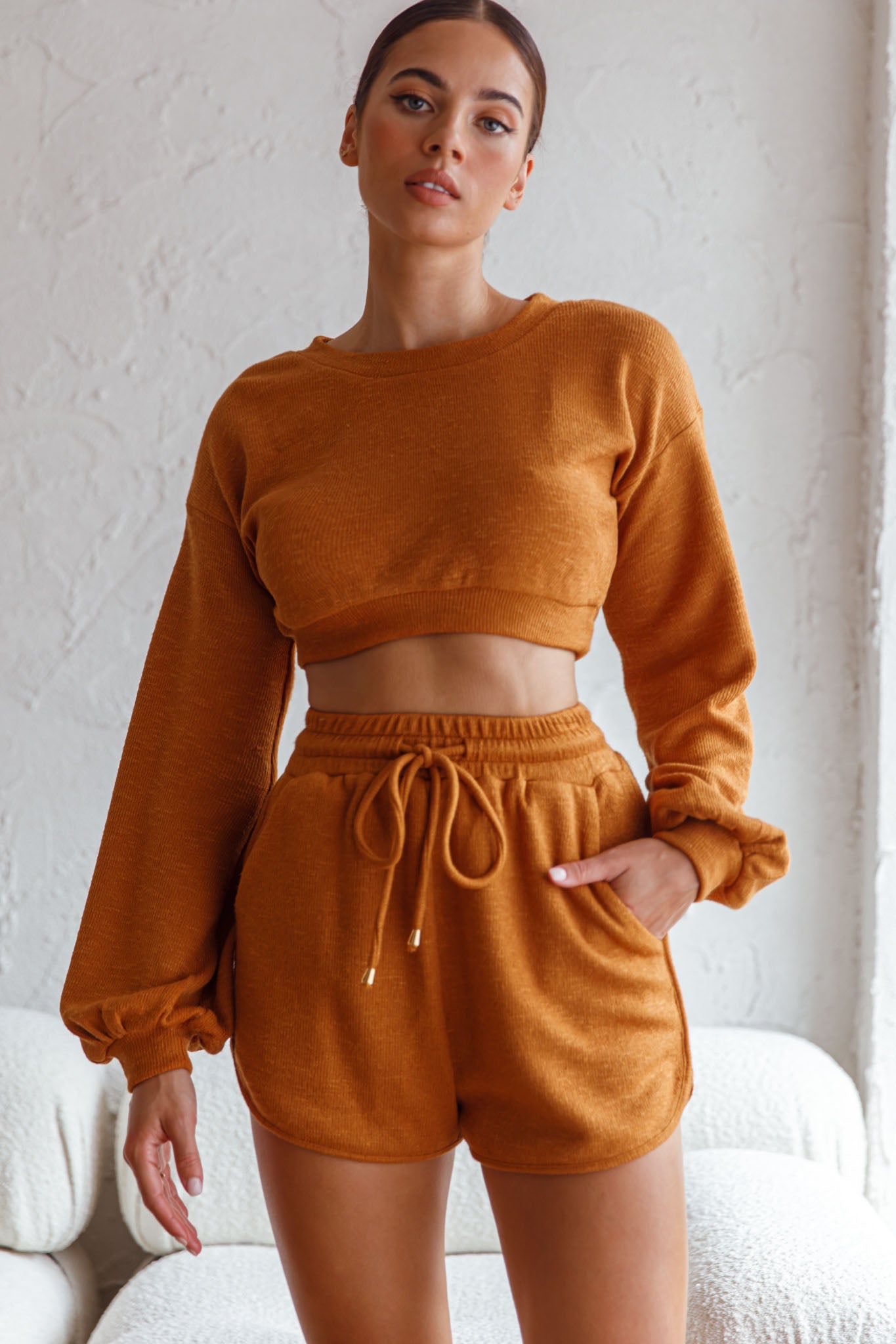 TGIF Crop Sweater Mustard-Maymioy