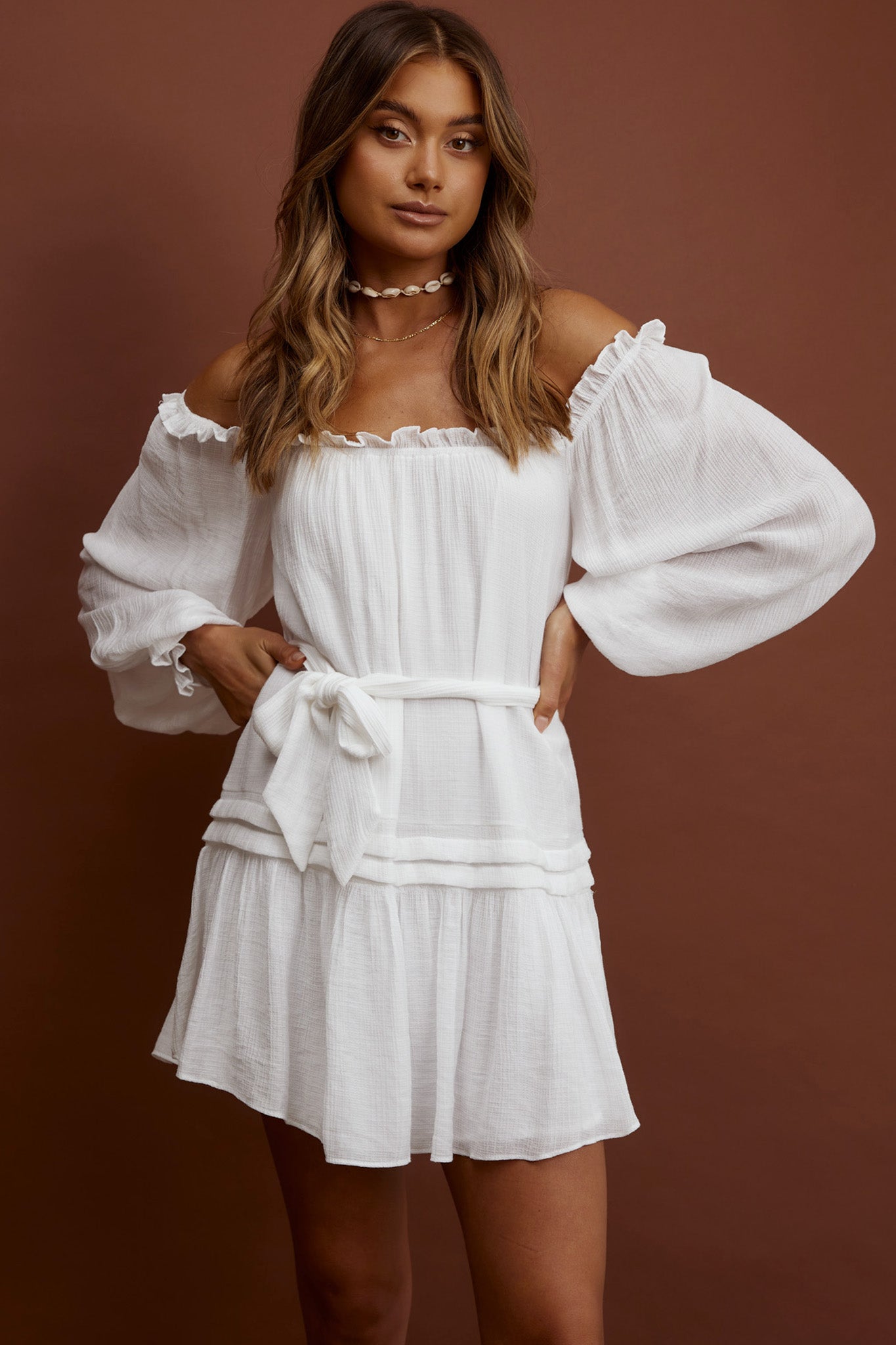 Sycamore Off- Shoulder Pintuck Dress White-Maymioy