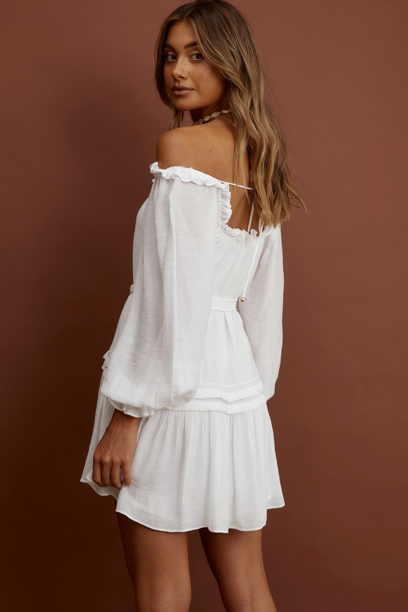 Sycamore Off- Shoulder Pintuck Dress White-Maymioy