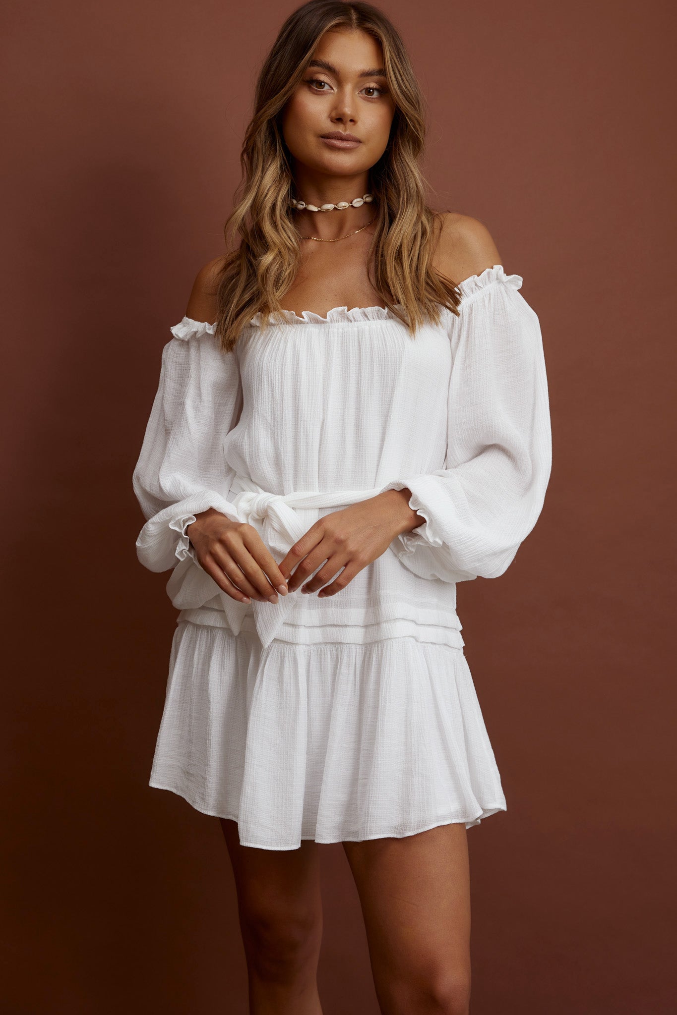 Sycamore Off- Shoulder Pintuck Dress White-Maymioy